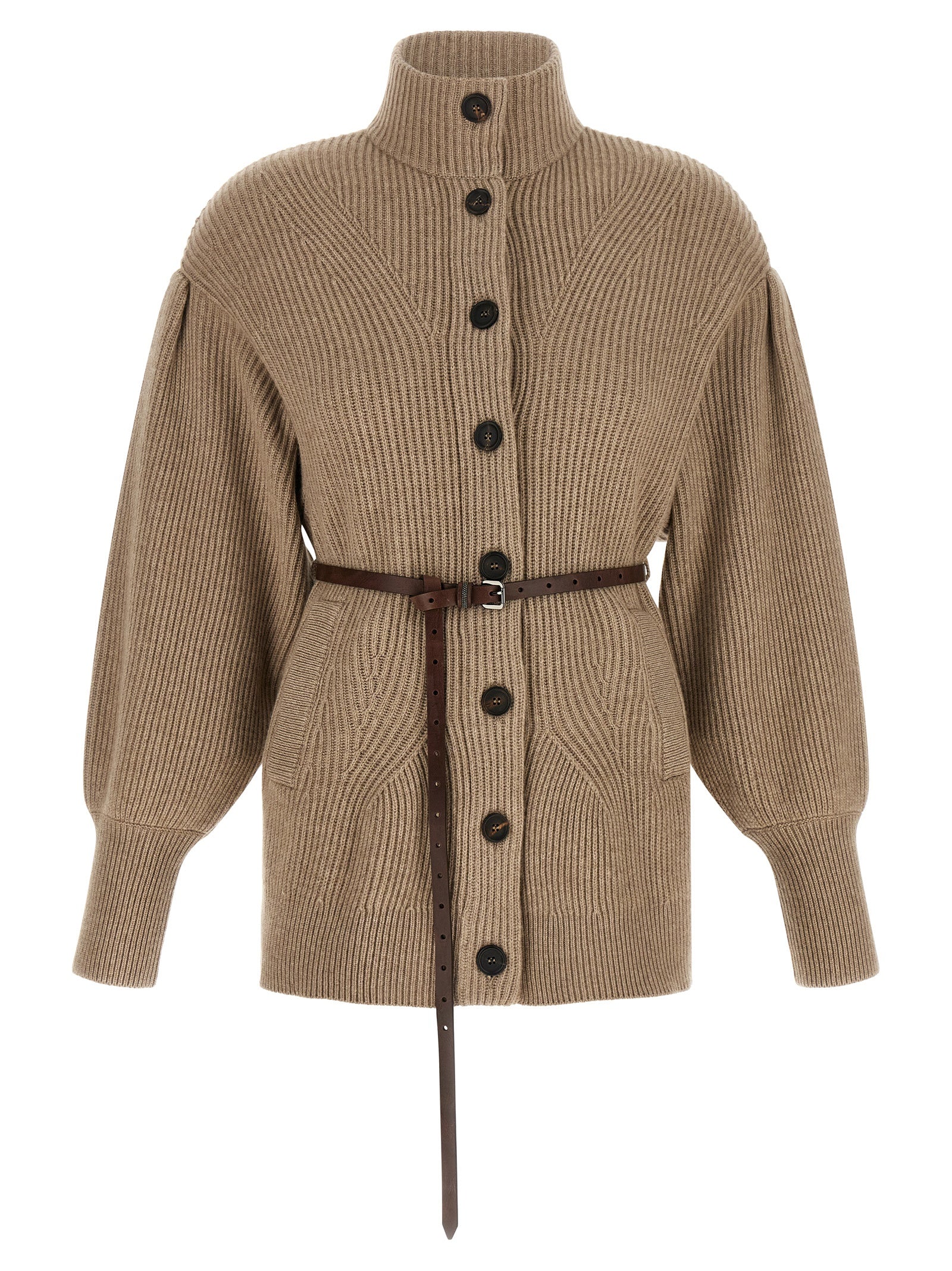 Brunello Cucinelli Beige Virgin Wool Cardigan