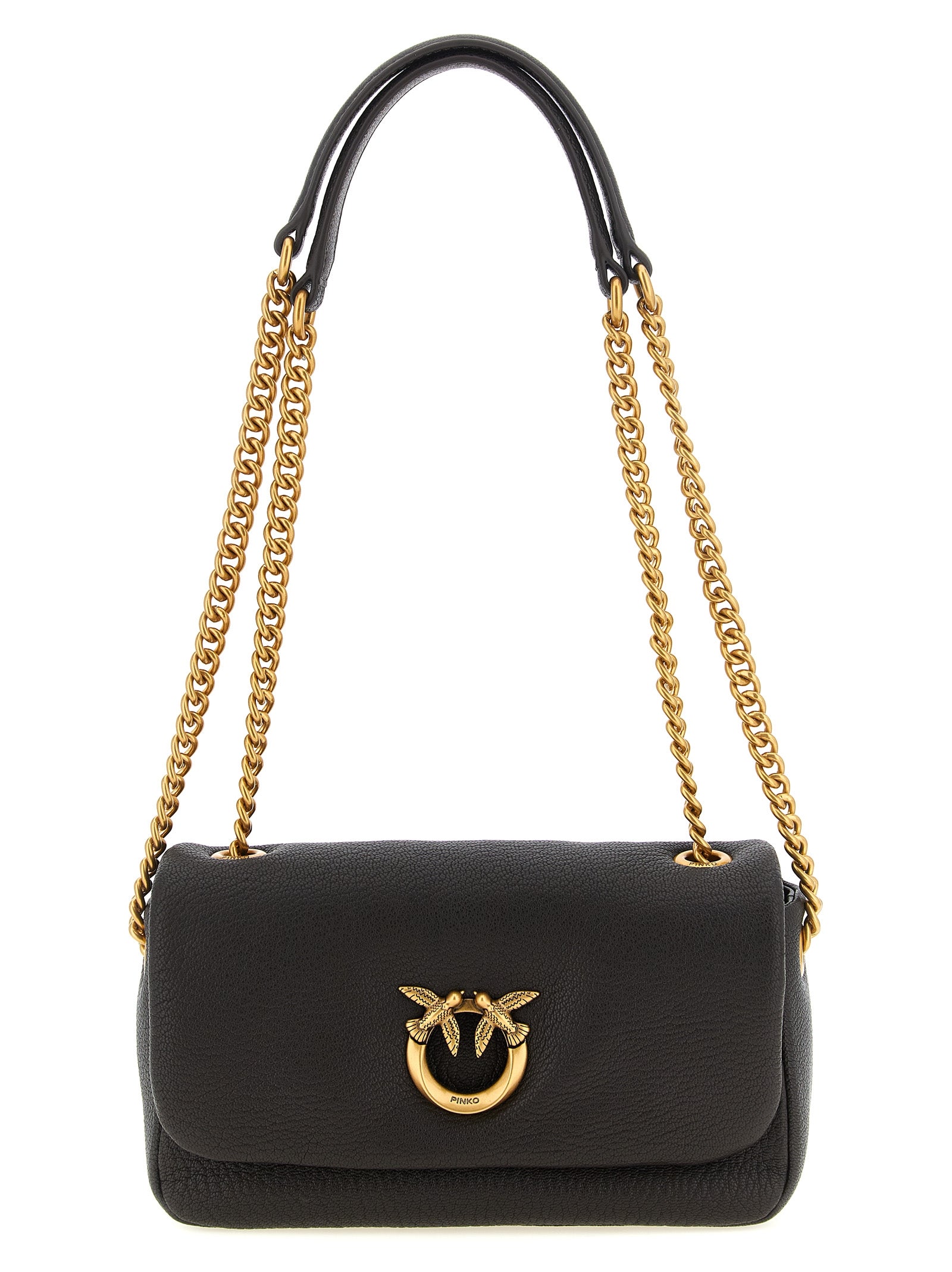 PINKO Brown Lamb Leather Crossbody Bag