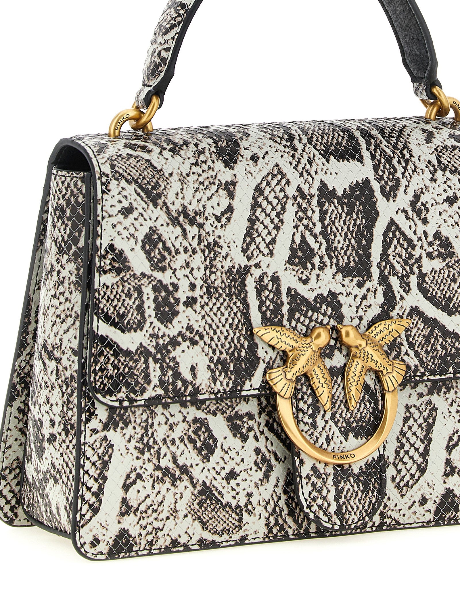 PINKO Gray Calfskin Handbag