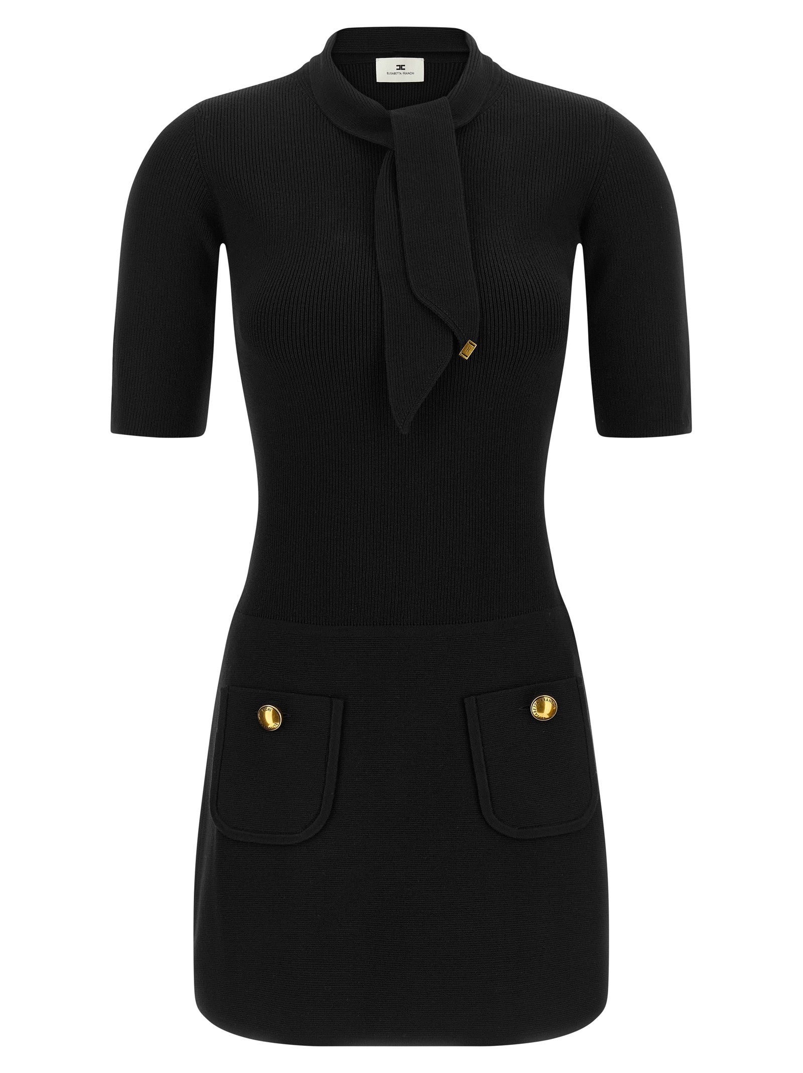 Elisabetta Franchi Black Viscose Short Dress