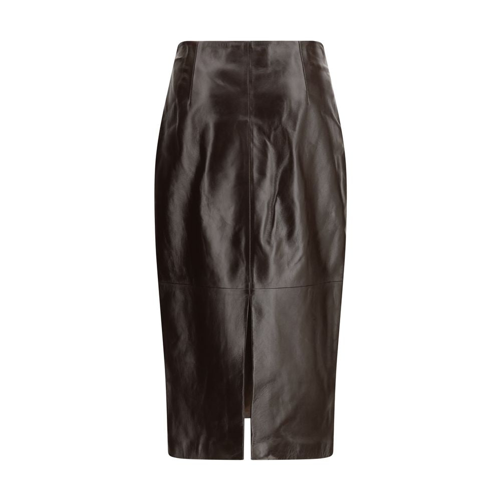 Arma Brown Leather Long Skirt