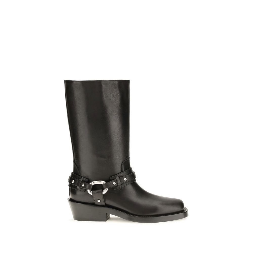 Rabanne Black Calf Leather Bos Taurus Flat Boots