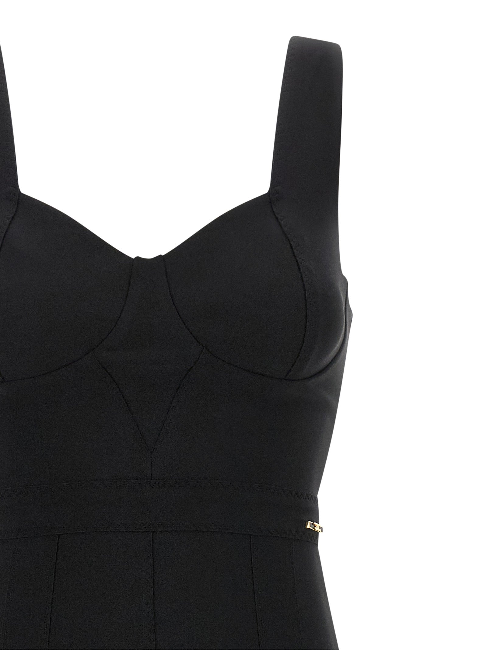 Elisabetta Franchi Black Polyamide Midi Dress
