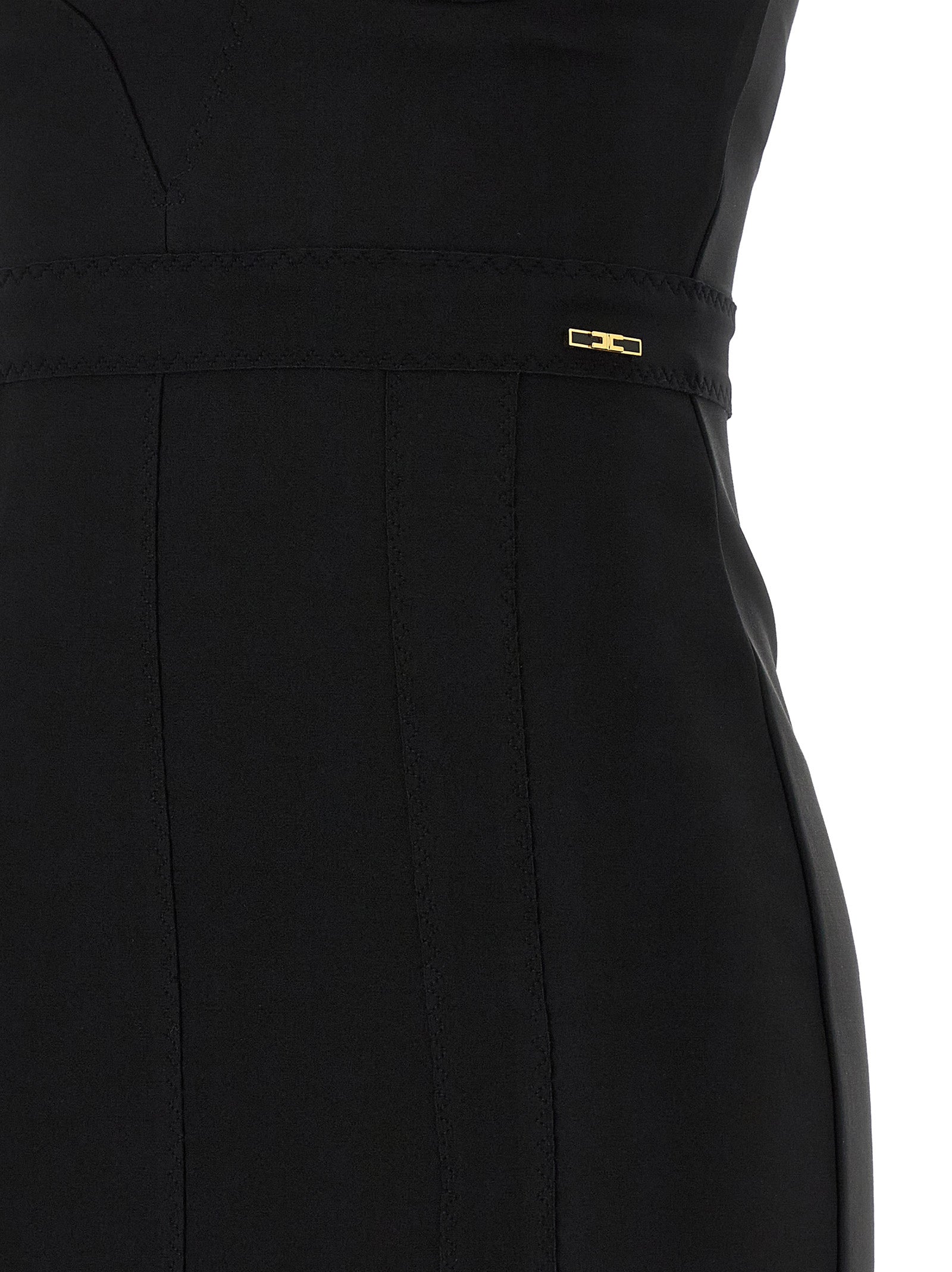Elisabetta Franchi Black Polyamide Midi Dress