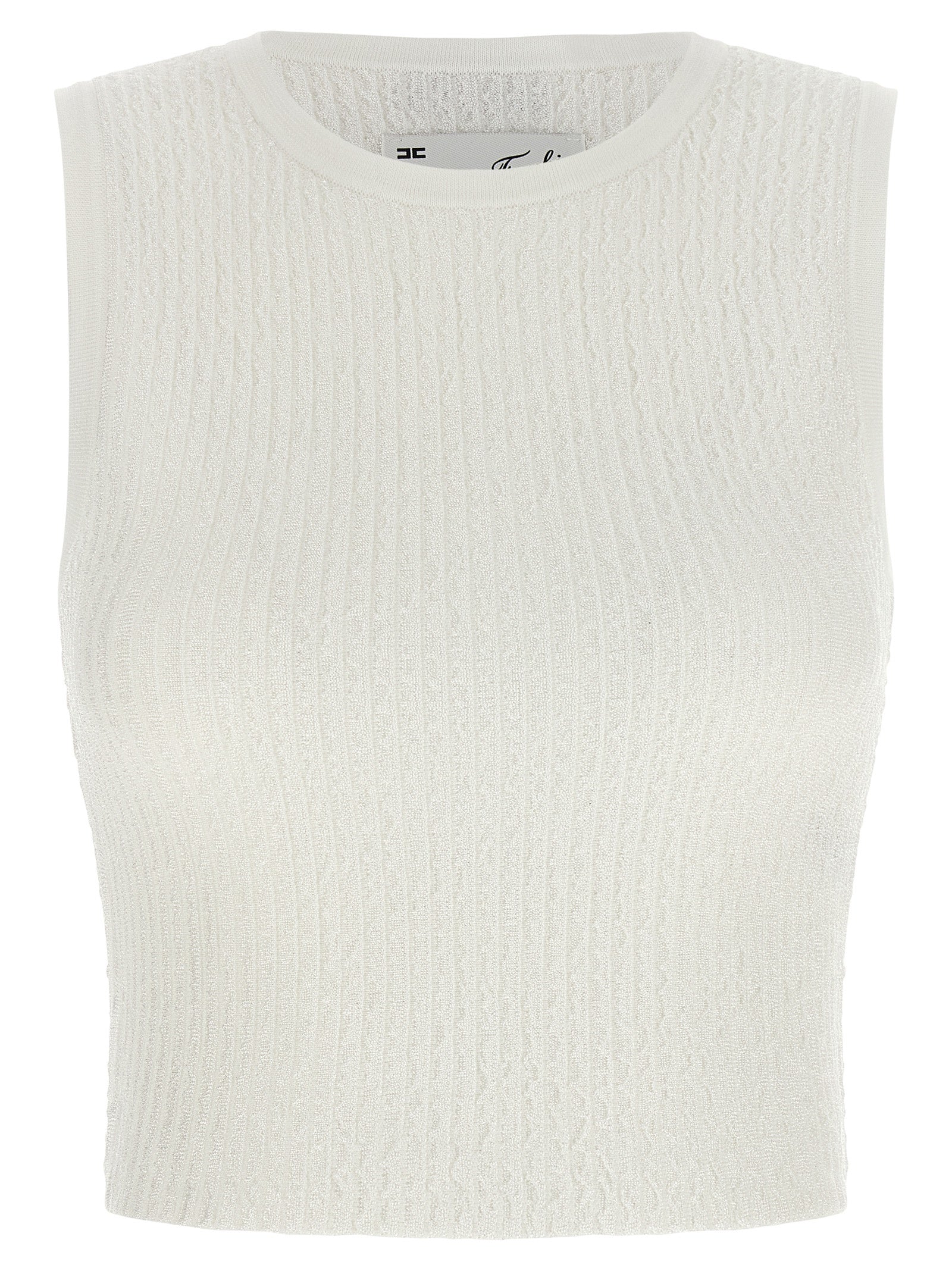 Elisabetta Franchi White Viscose Sleeveles T-Shirt