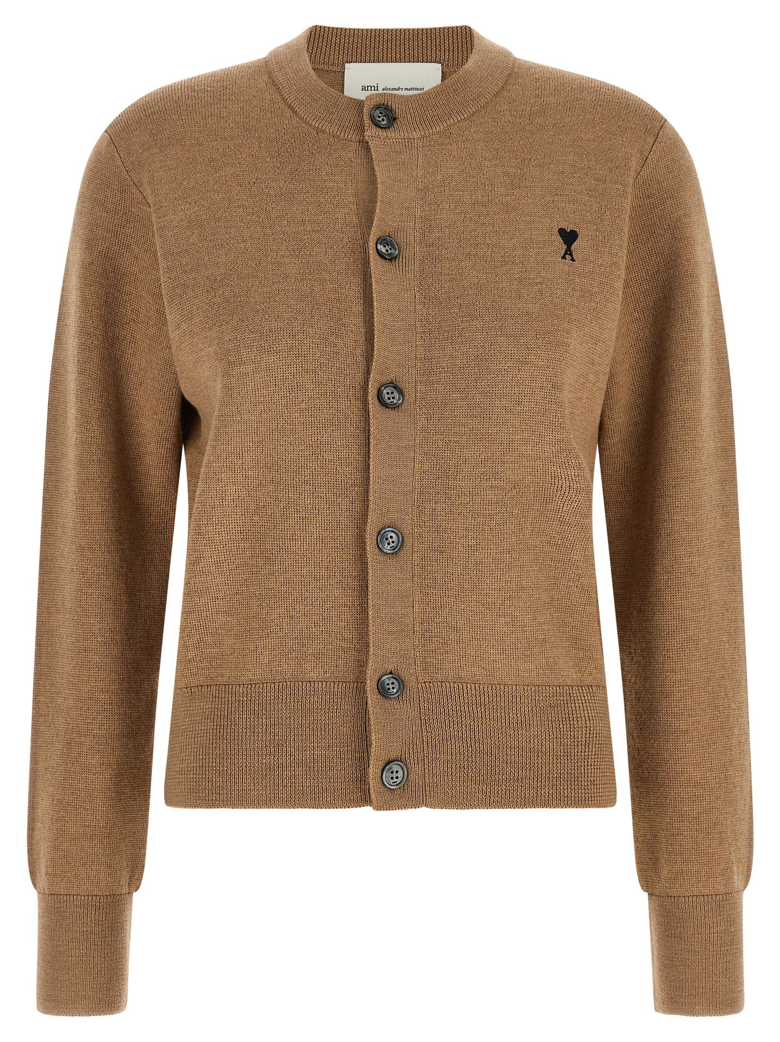 Ami Paris Beige Wool Cardigan