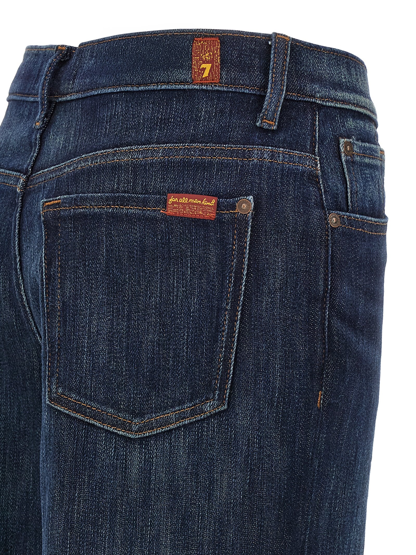 7 For All Mankind Blue Cotton Flared Jeans