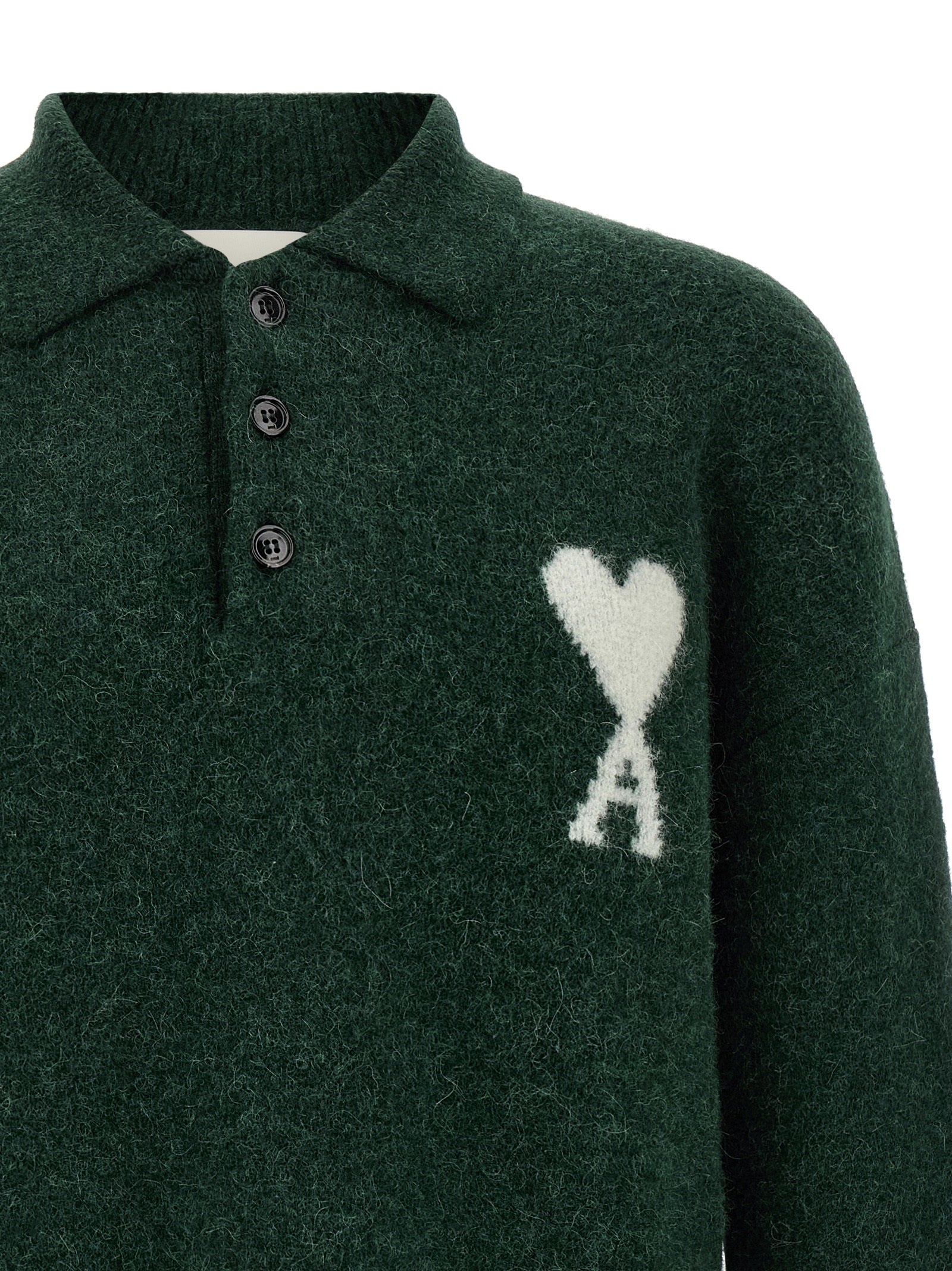 Ami Paris Bicolor Alpaca Leather Polo Shirt