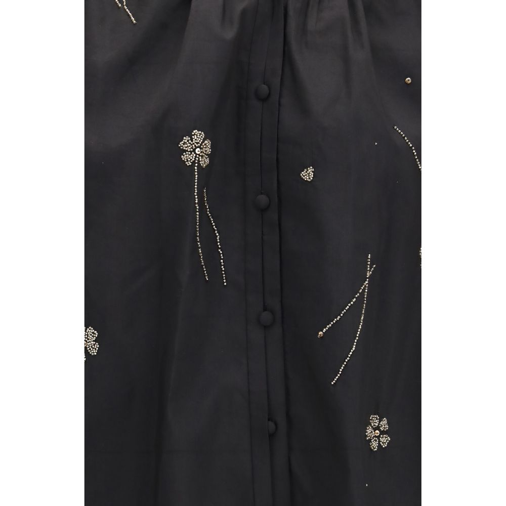 Forte_Forte Black Cotton Pattern Shirt