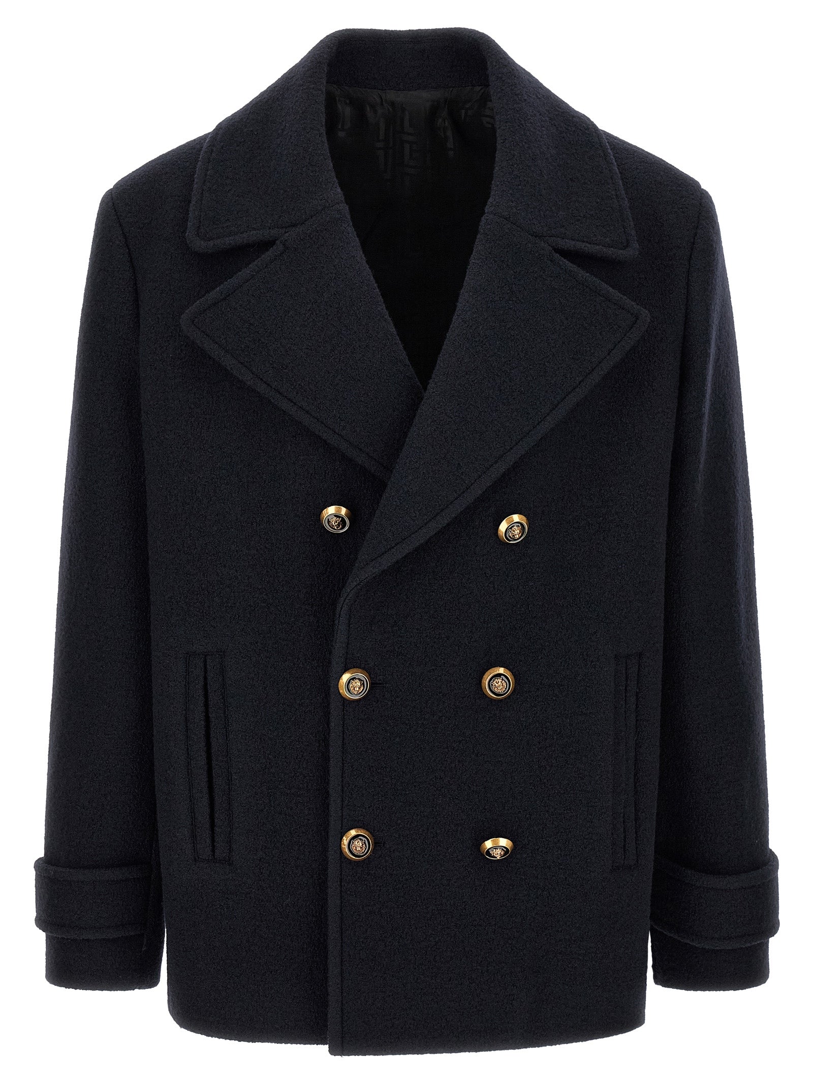 Balmain Blue Virgin Wool Coat