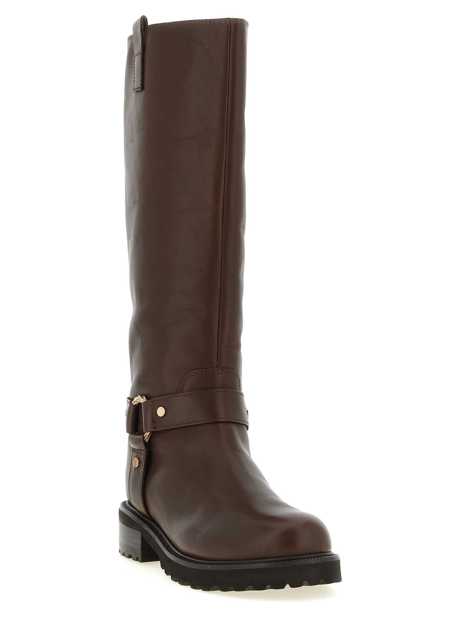 Twinset Brown Leather Over The Knee