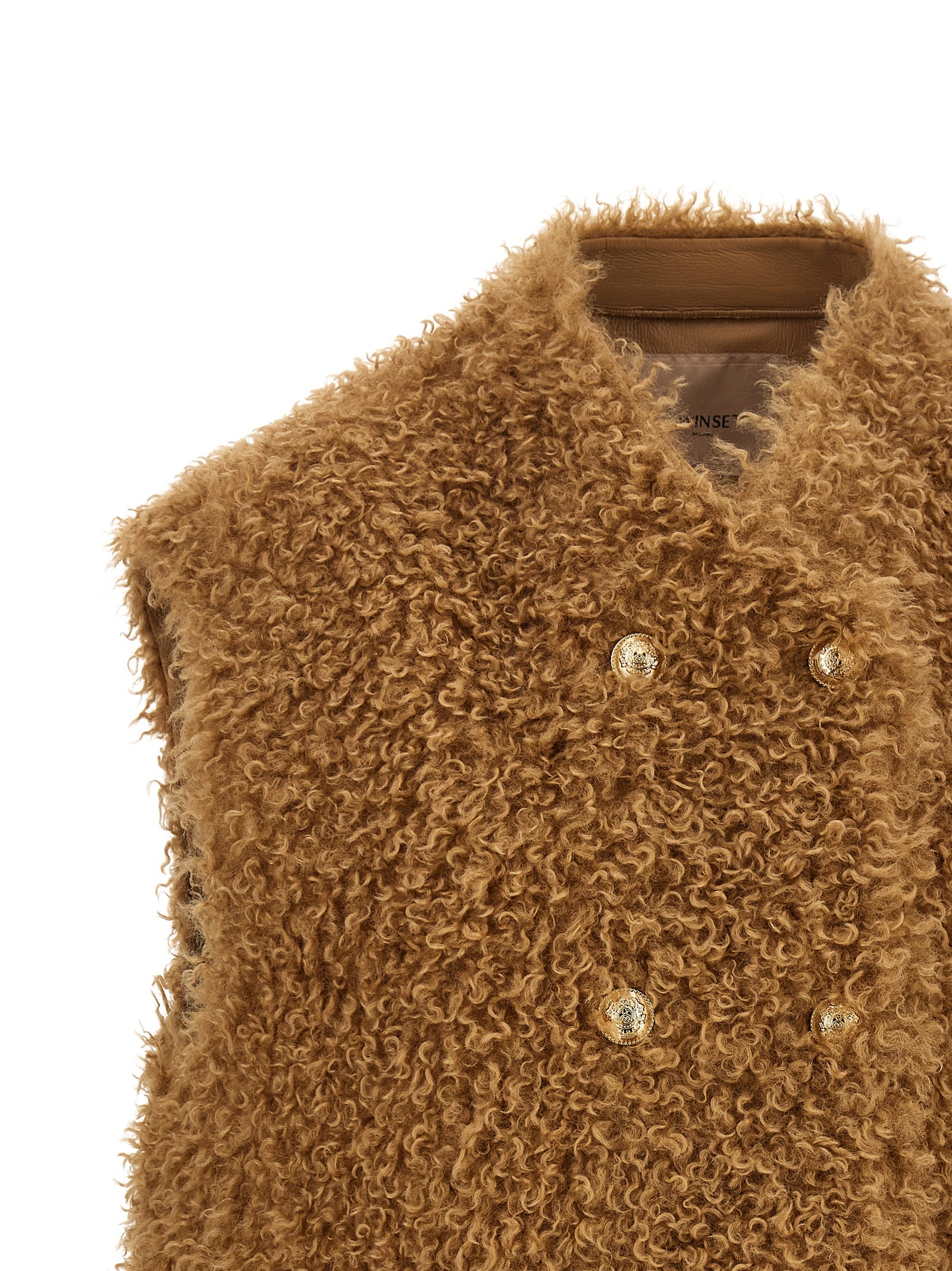 Twinset Brown Polyester Sleeveless Jacket