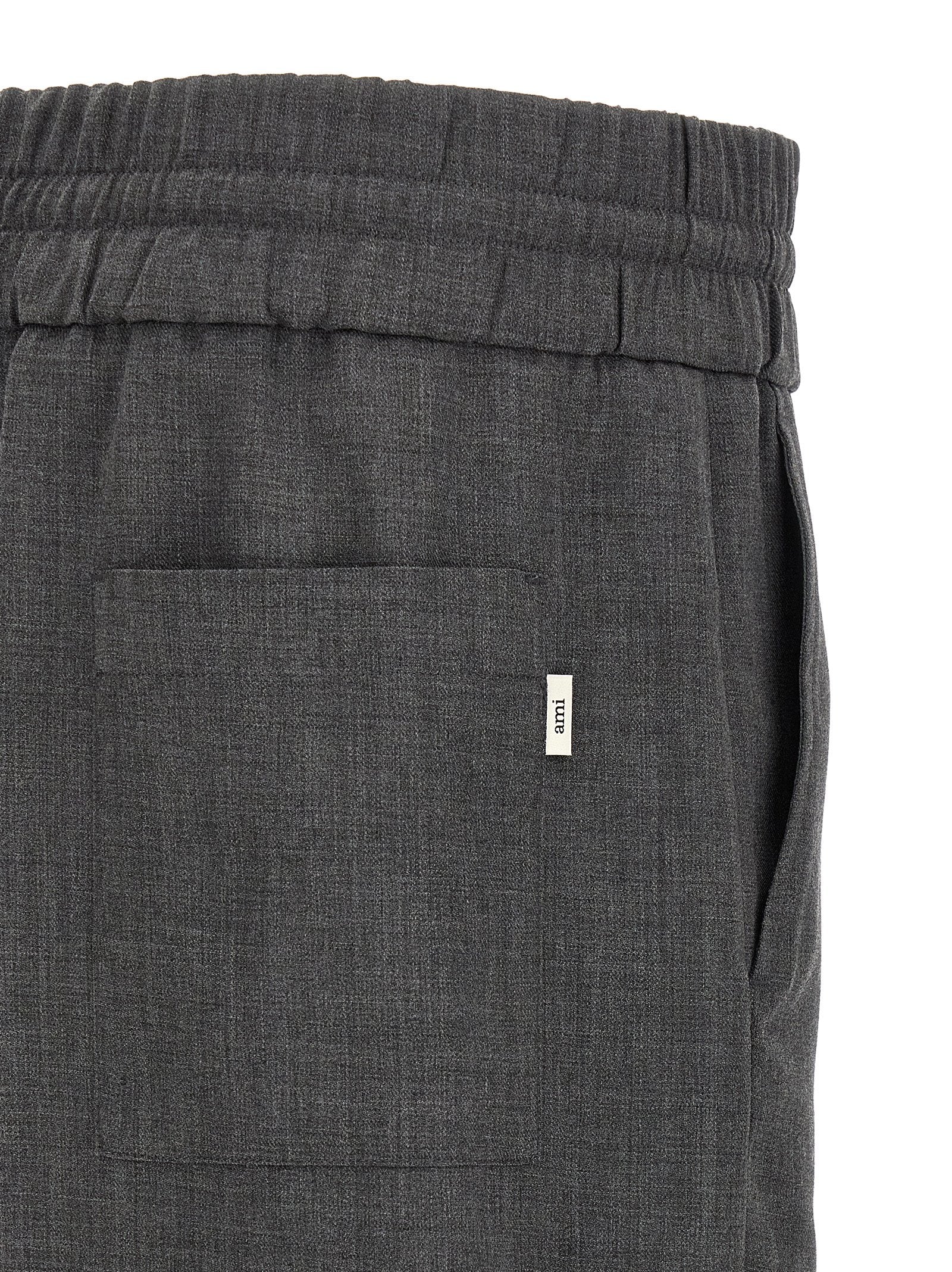 Ami Paris Gray Virgin Wool Casual Pants