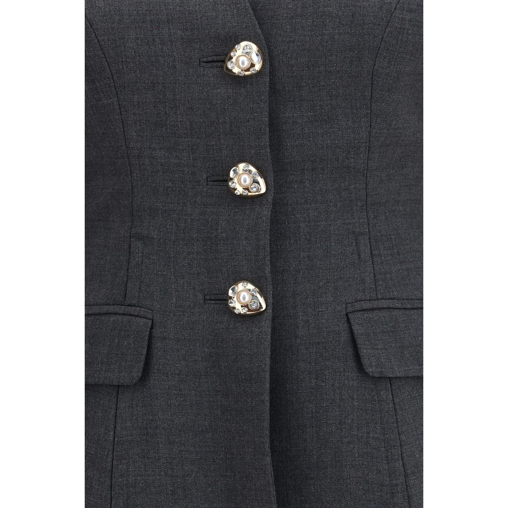 Self-Portrait Gray Polyester Blazer