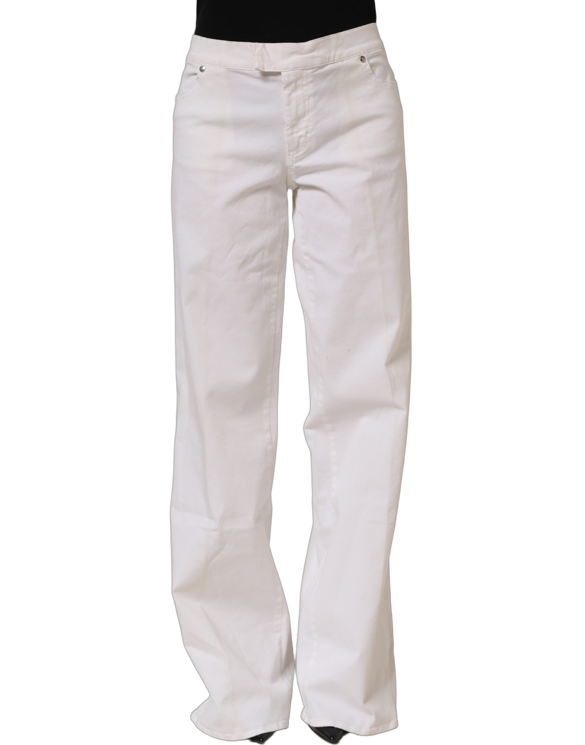 Just Cavalli White High Waist Wide Leg Denim Trouser Jeans