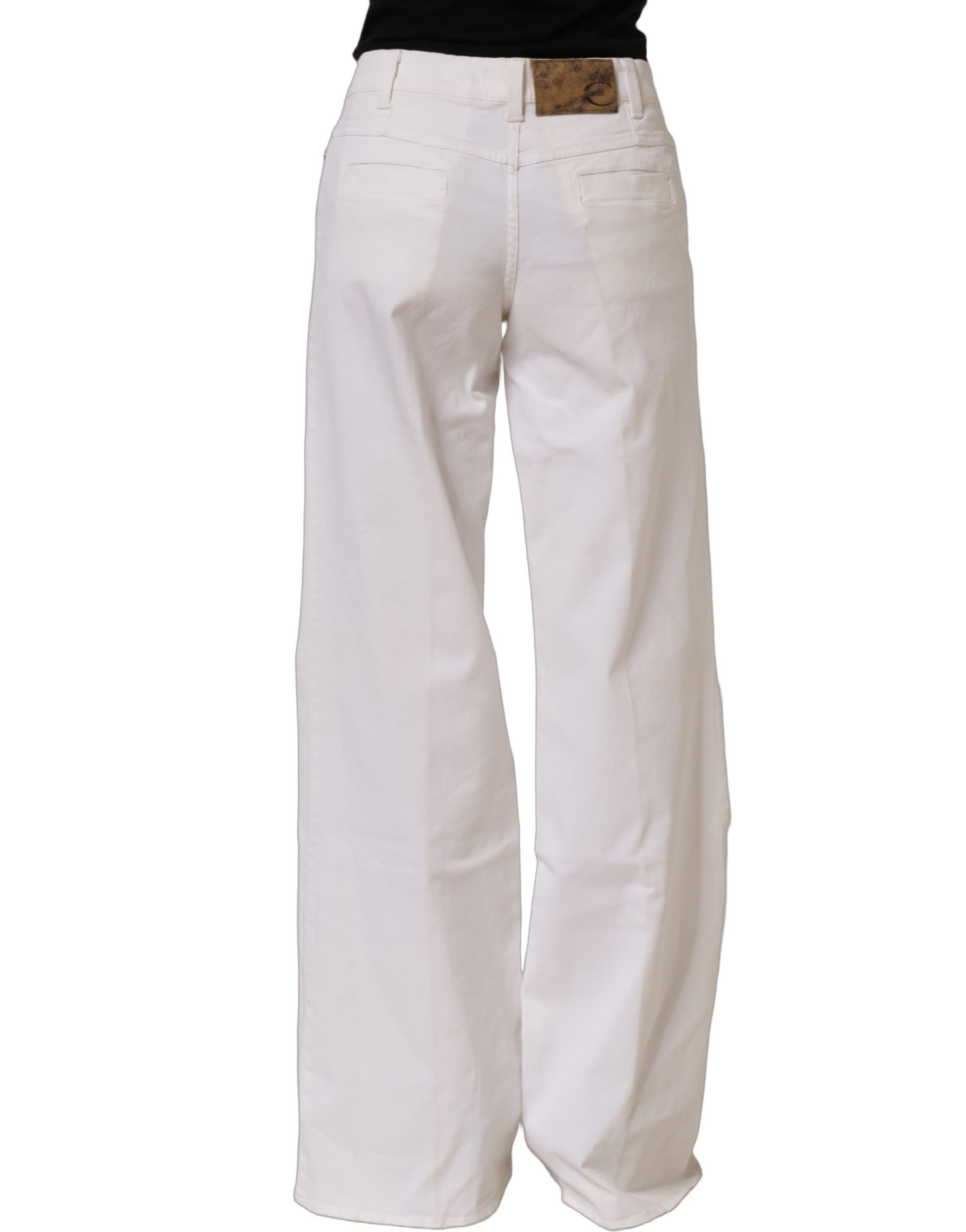 Just Cavalli White High Waist Wide Leg Denim Trouser Jeans