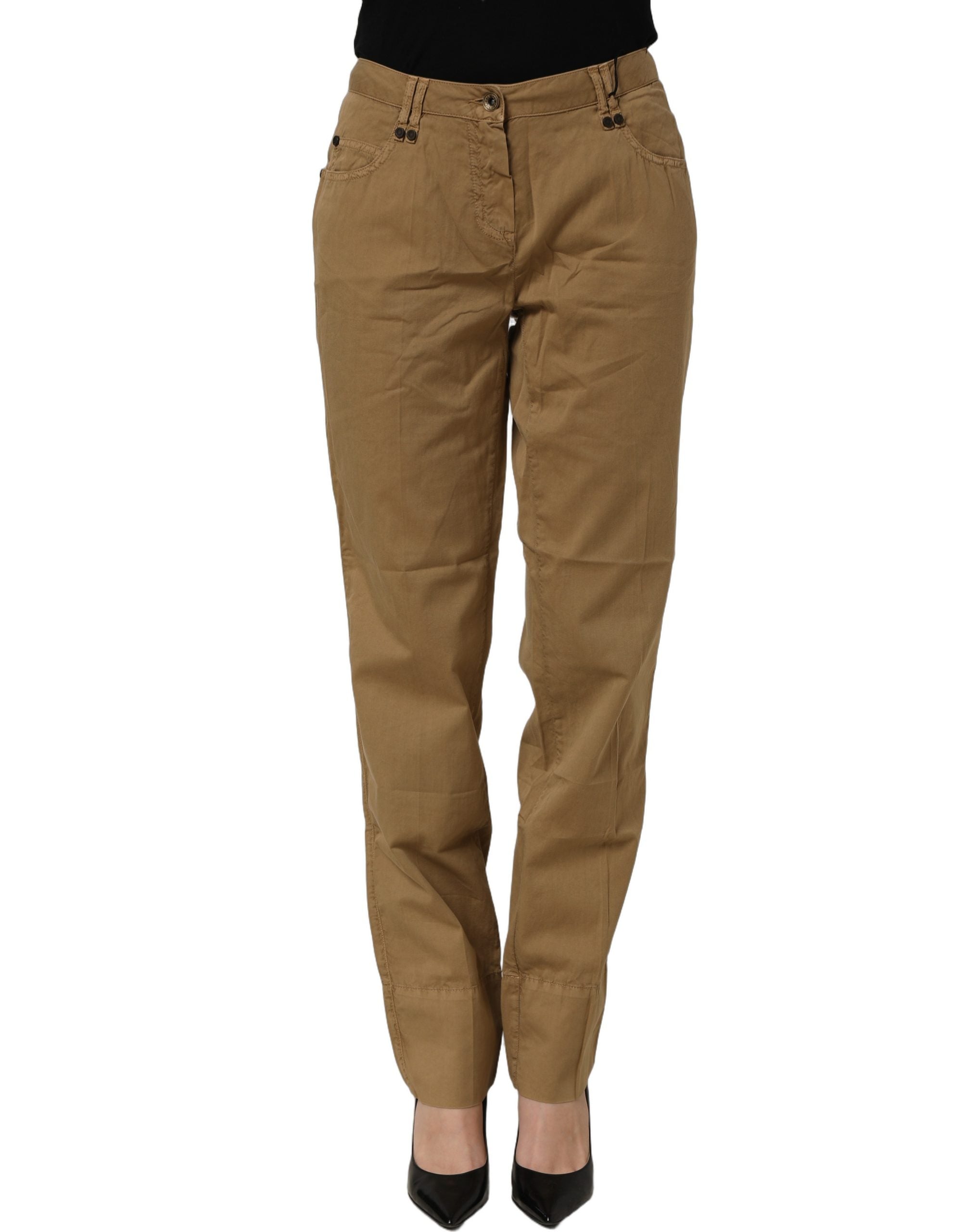 PLEIN SUD Brown Straight Cotton Stretch Chino Pants