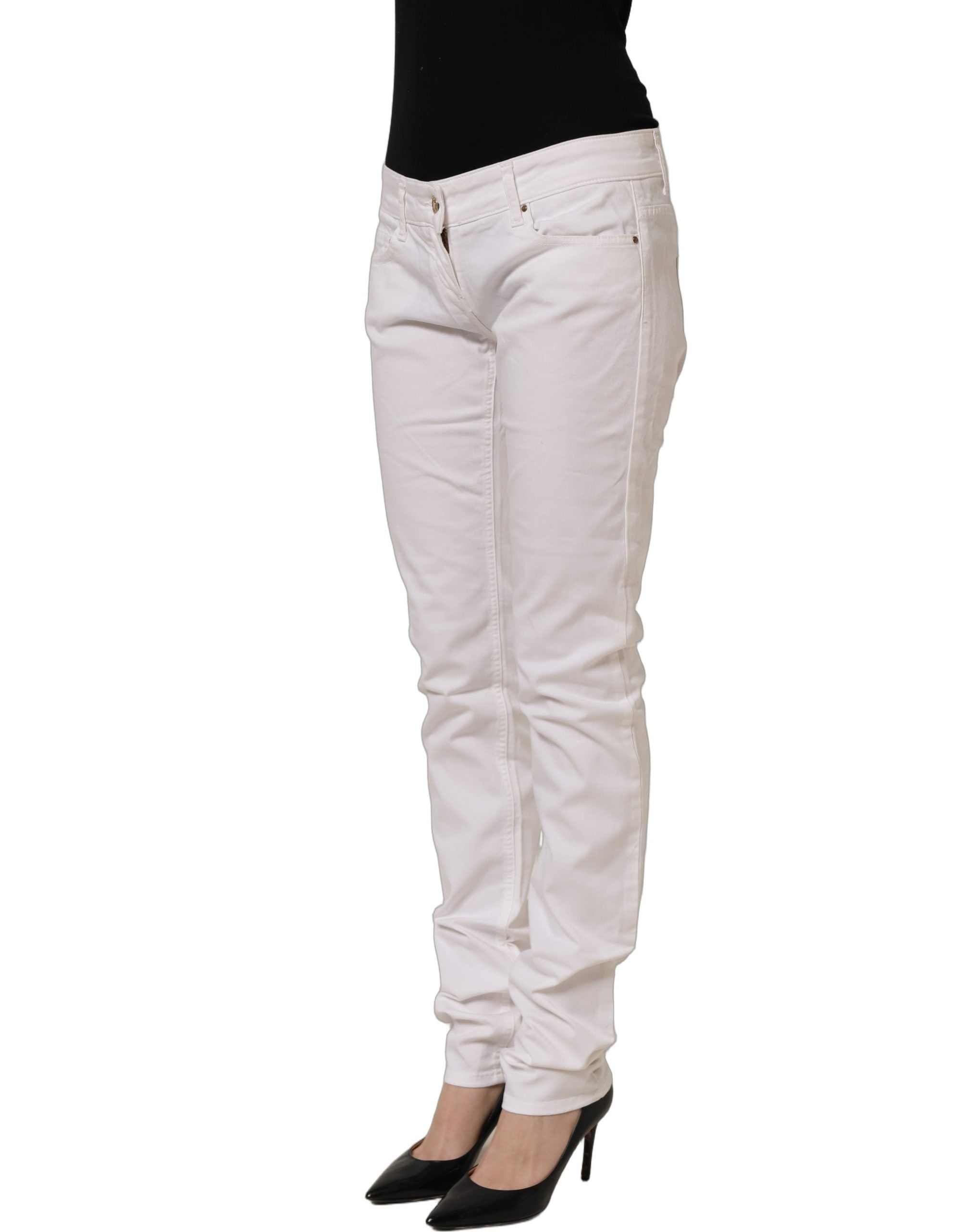 Daniele Alessandrini White Cotton Stretch Skinny Denim Jeans
