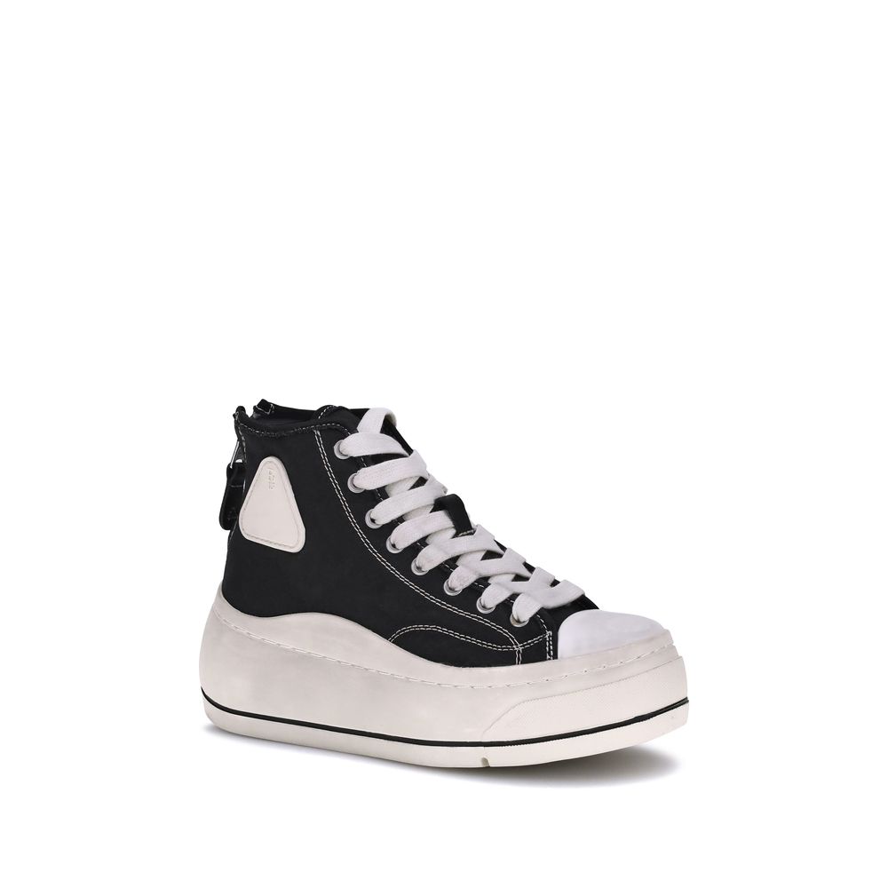 R13 Black Cotton Platform Sneakers