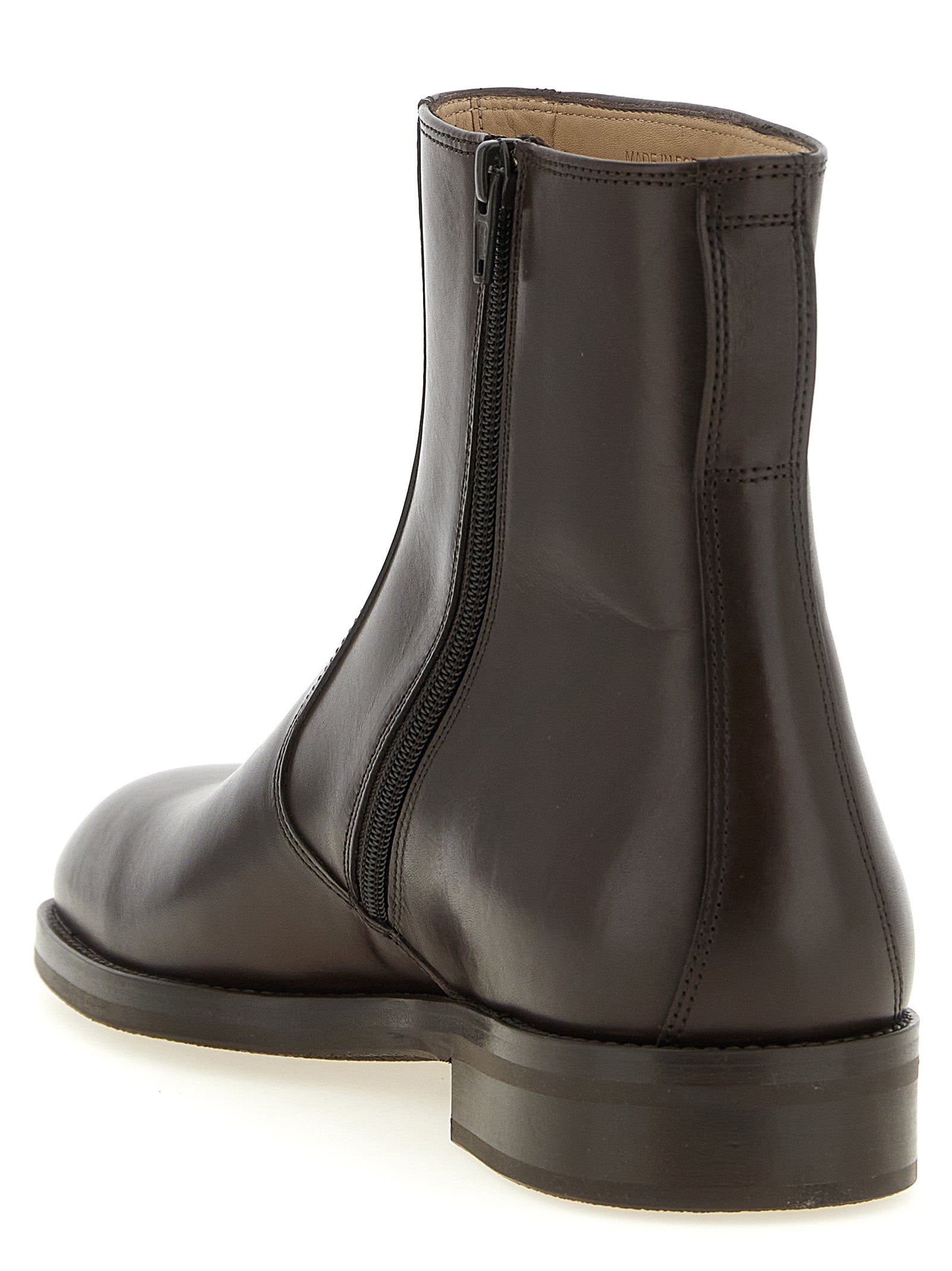 Lemaire Brown Lamb Leather Ankle Boots