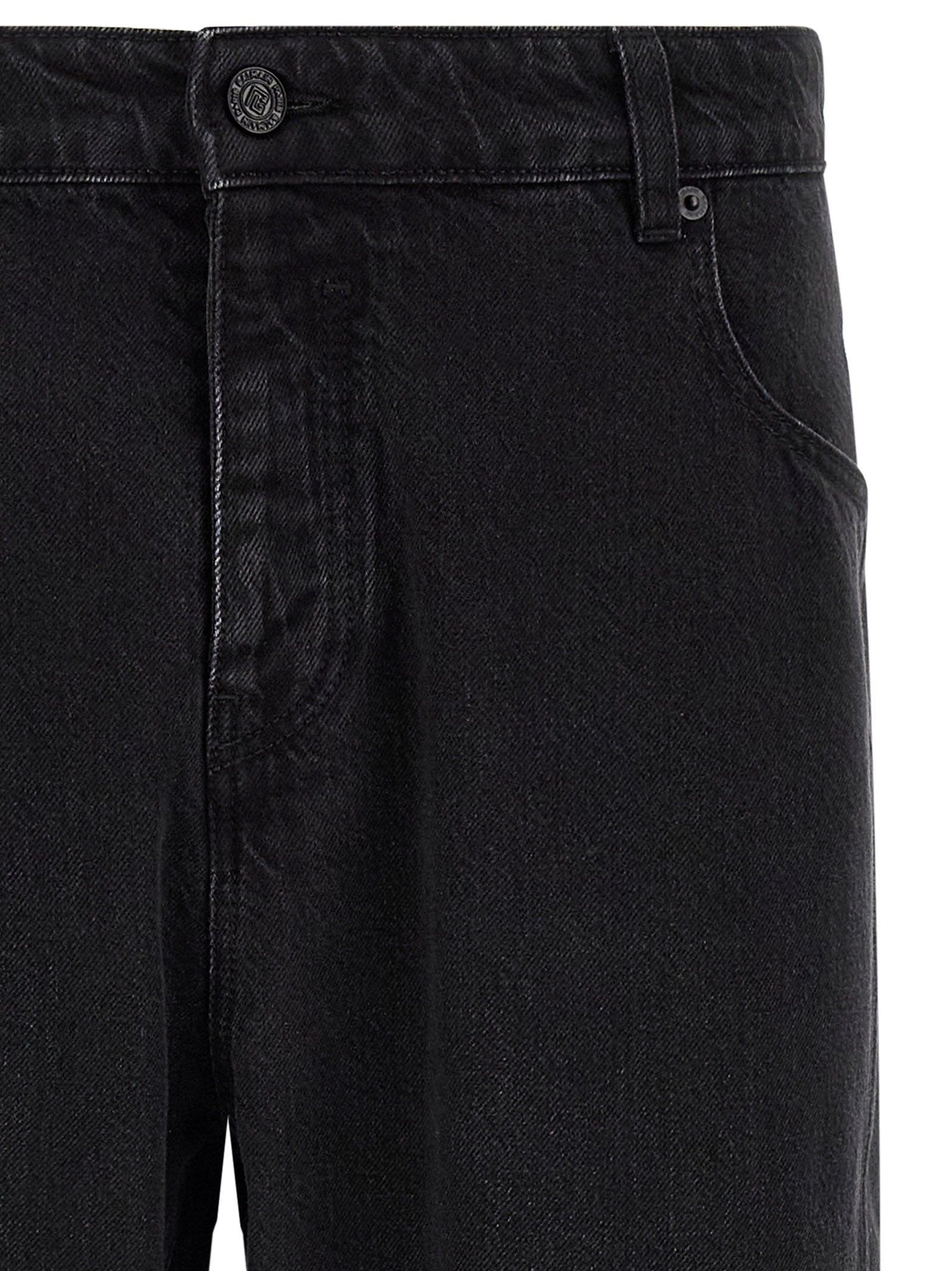 Balmain Black Cotton Straight-Leg Jeans