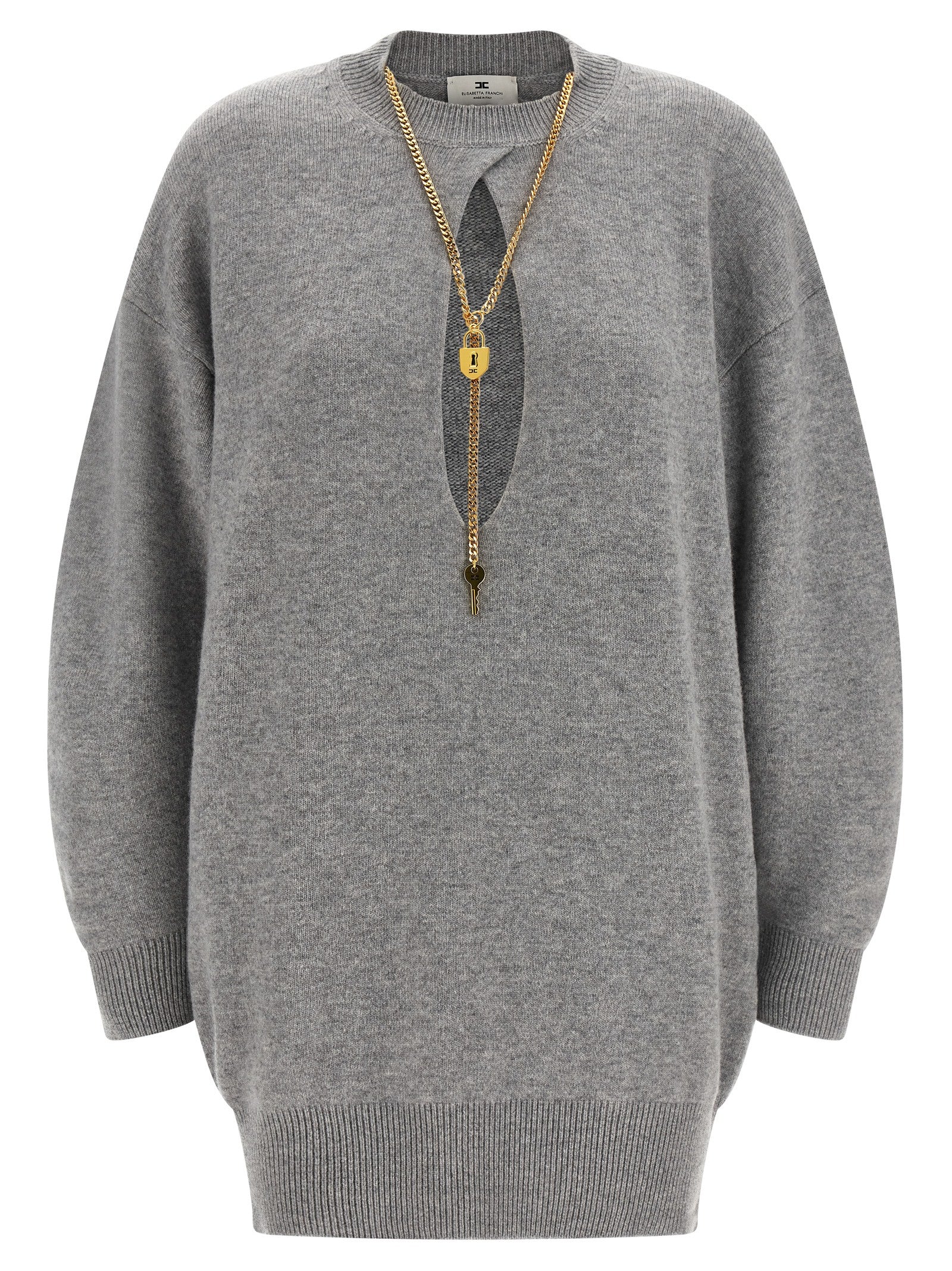 Elisabetta Franchi Gray Wool Short Dress