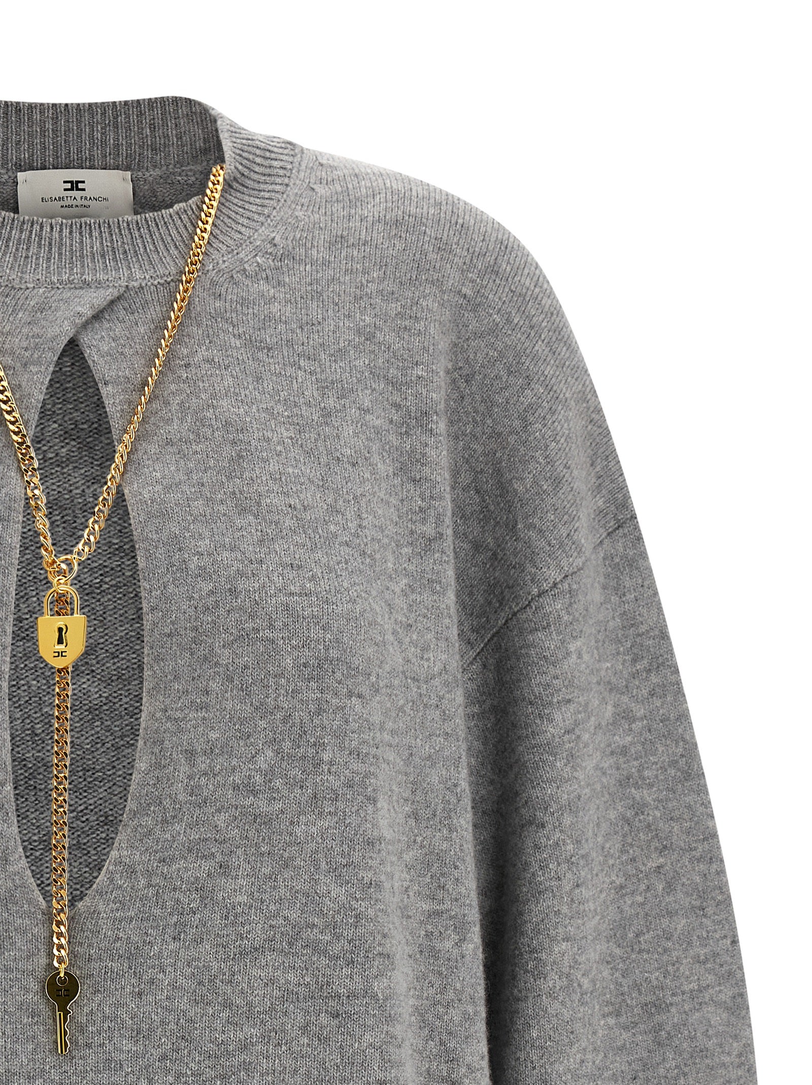 Elisabetta Franchi Gray Wool Short Dress