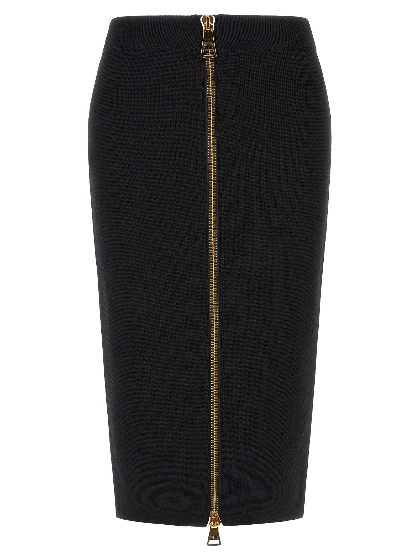 Elisabetta Franchi Black Viscose Midi Skirt