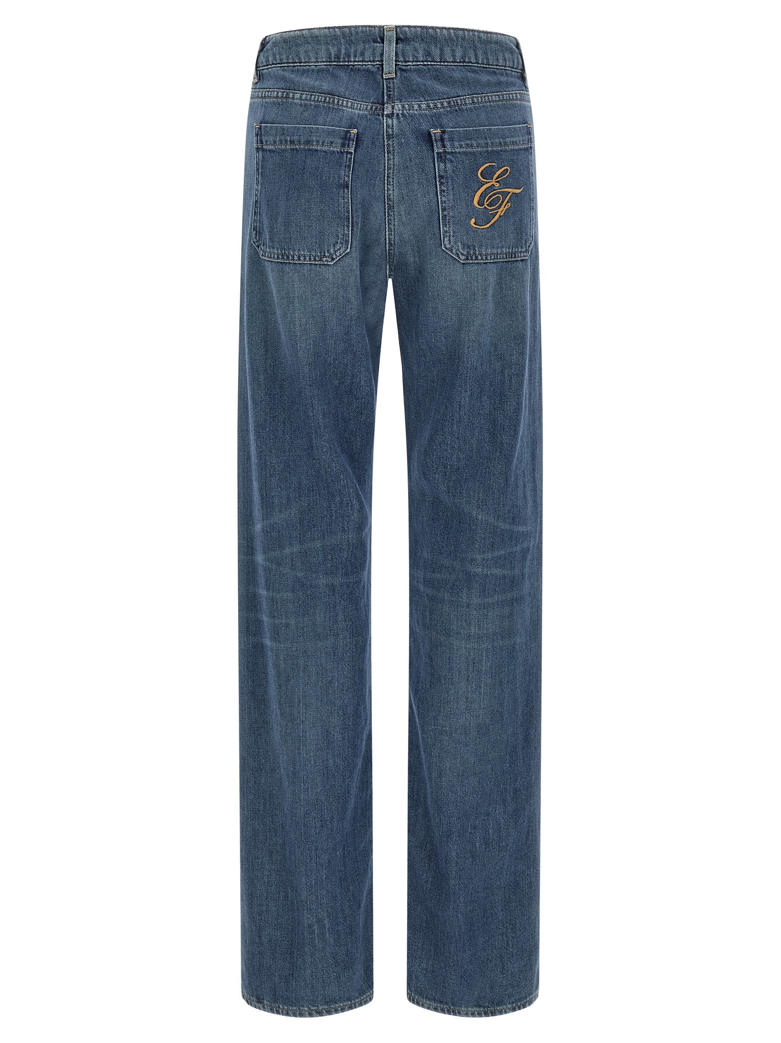 Elisabetta Franchi Blue Cotton Straight-Leg Jeans