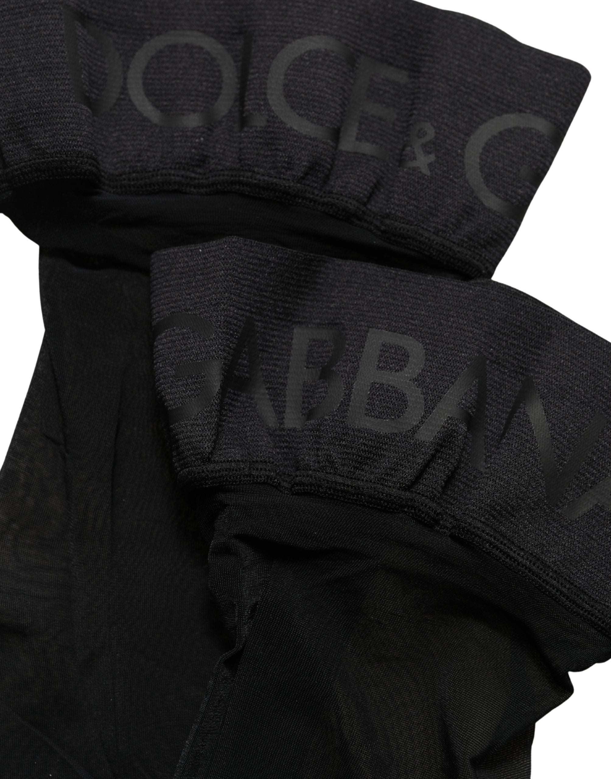 Dolce & Gabbana Black Nylon Logo Calf Long Women Accessory Socks