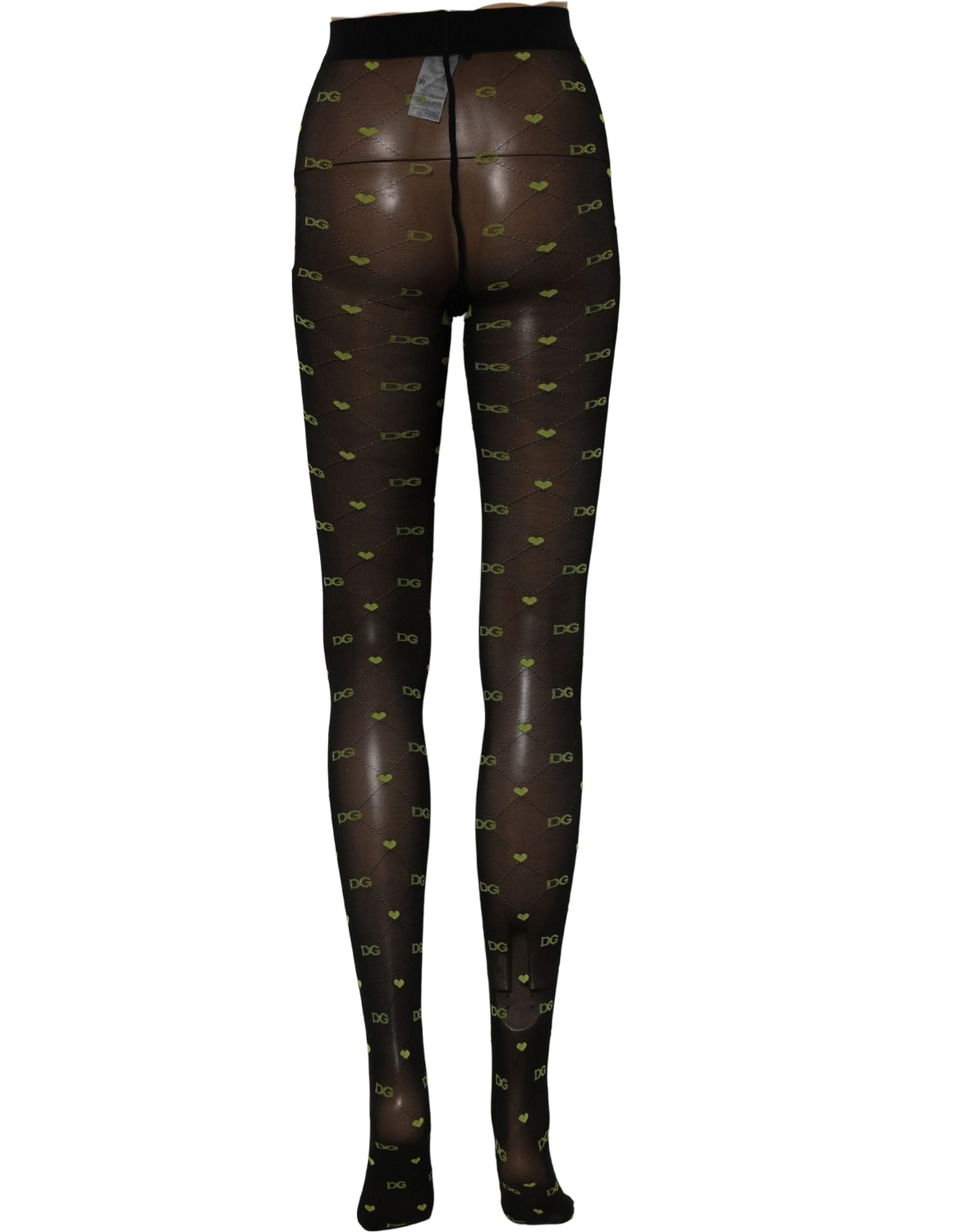 Dolce & Gabbana Black Nylon Logo Tights Stocking Pantyhose Socks