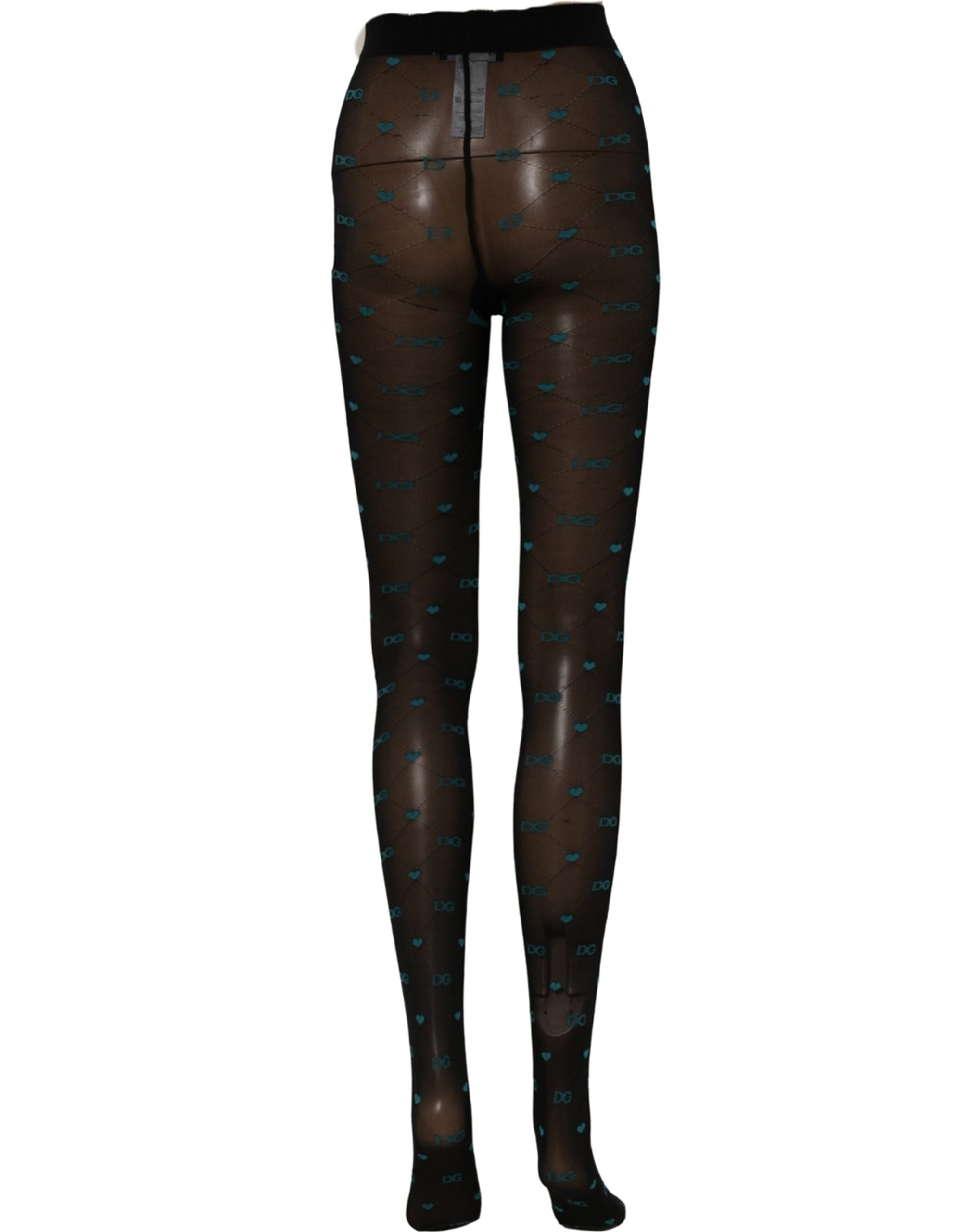 Dolce & Gabbana Black Nylon Logo Tights Stocking Pantyhose Socks