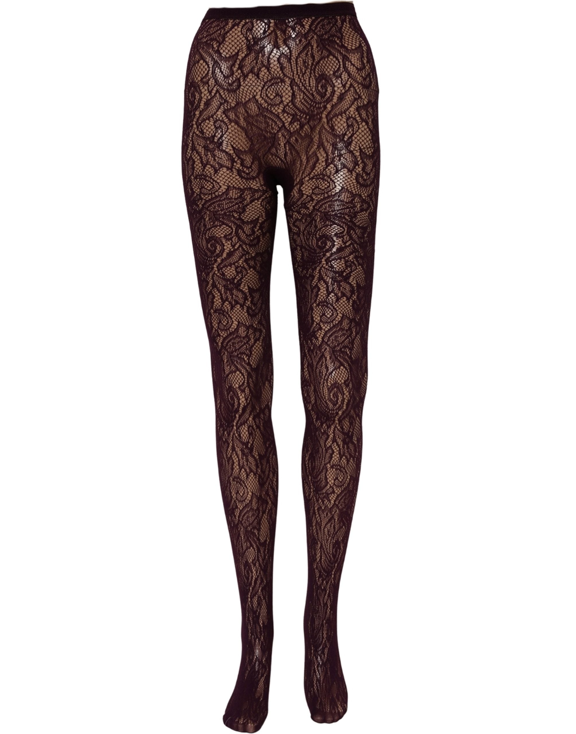 Dries Van Noten Violet Floral Fishnet Tights Stockings Pantyhose Socks