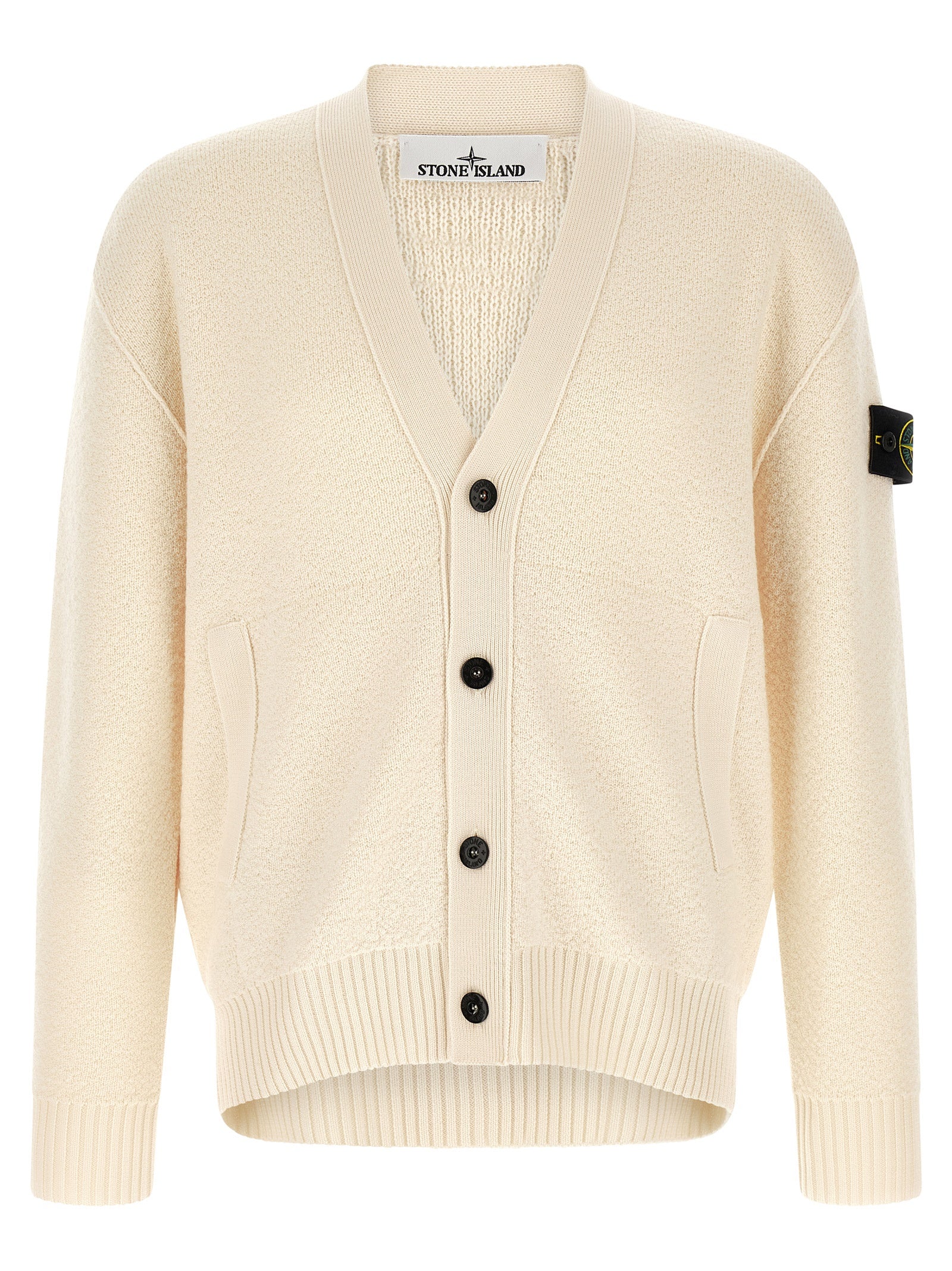 Stone Island White Virgin Wool Cardigan