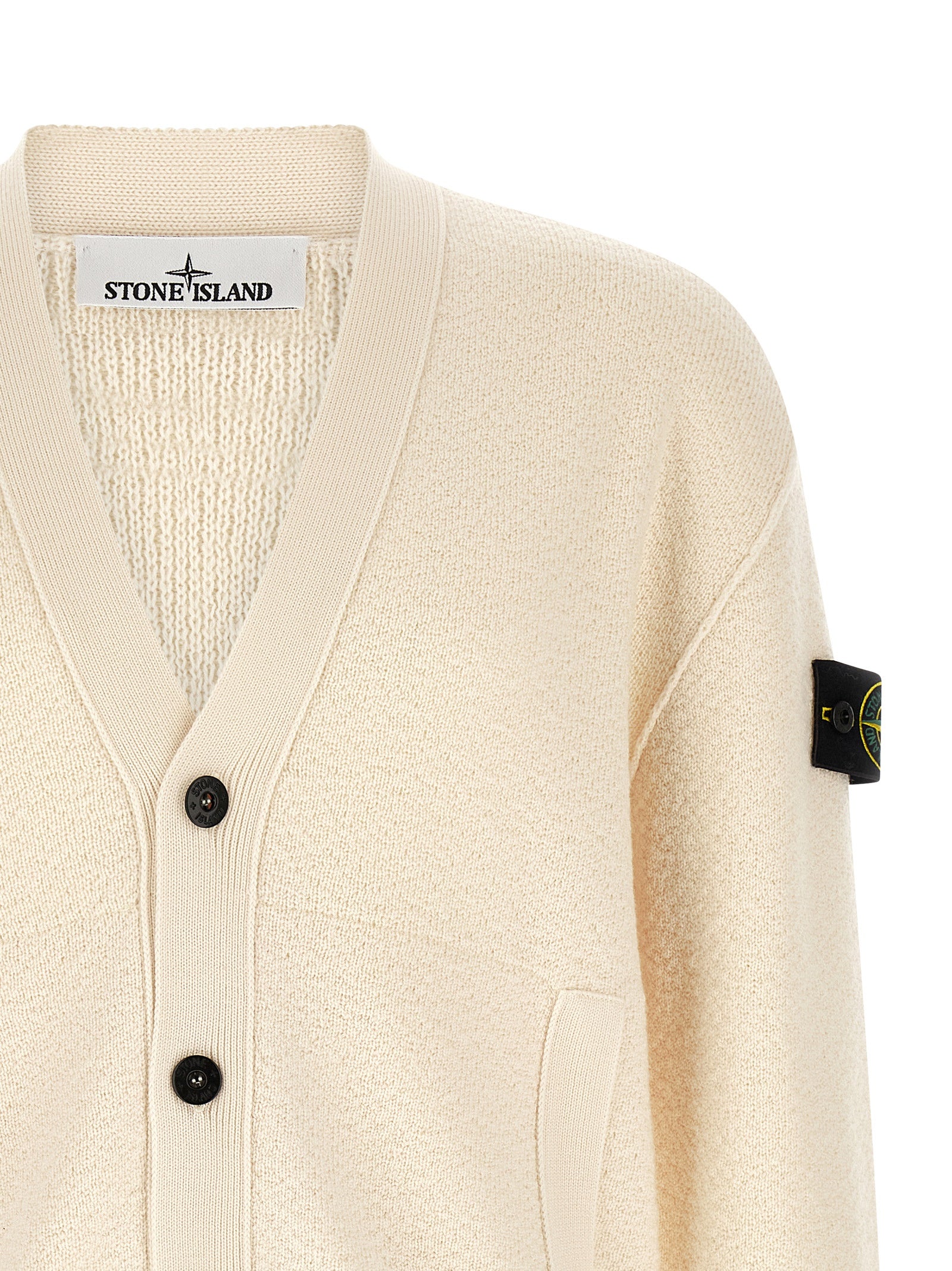 Stone Island White Virgin Wool Cardigan