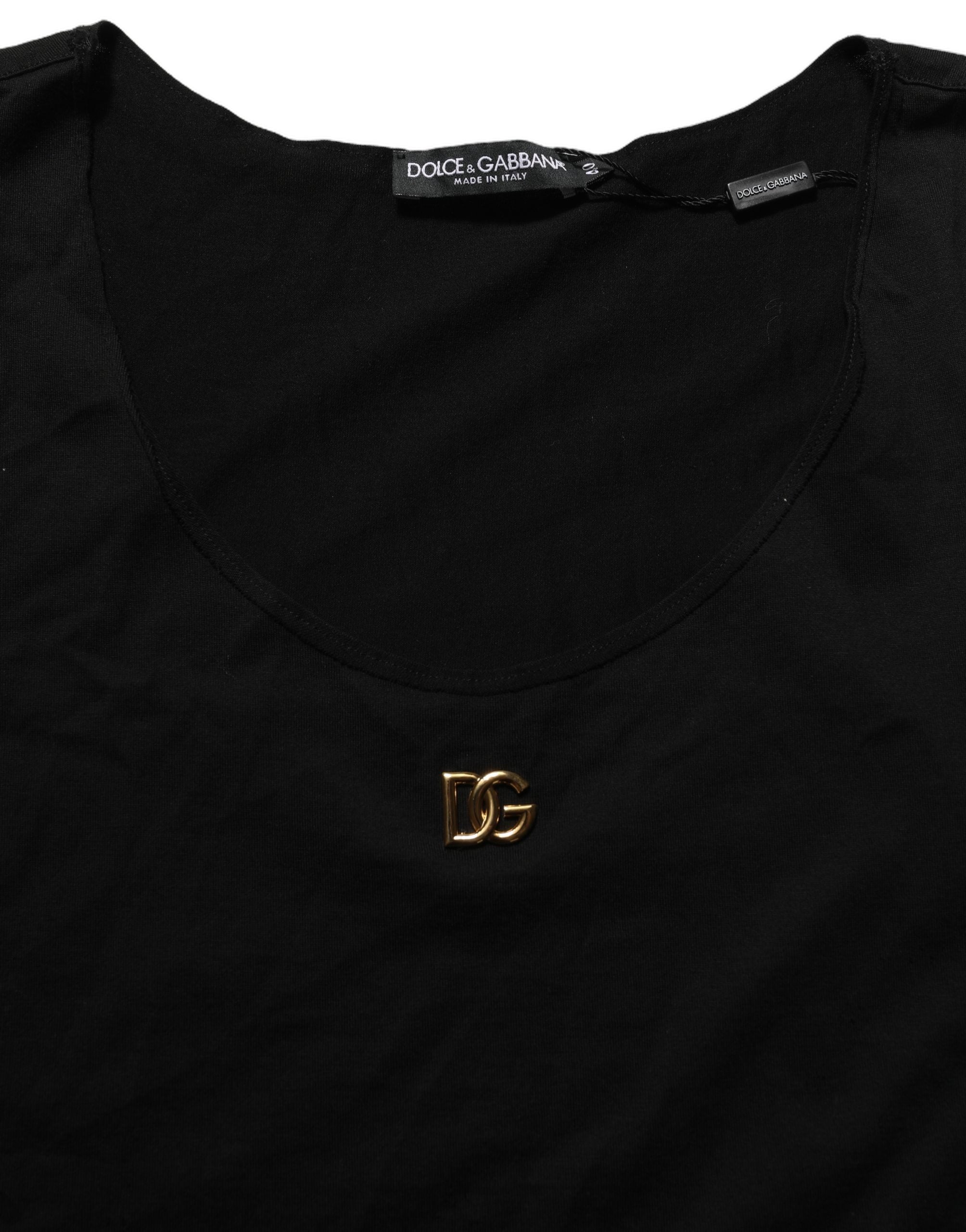Dolce & Gabbana Black Gold DG Logo Cotton Sleeveless Tank Top