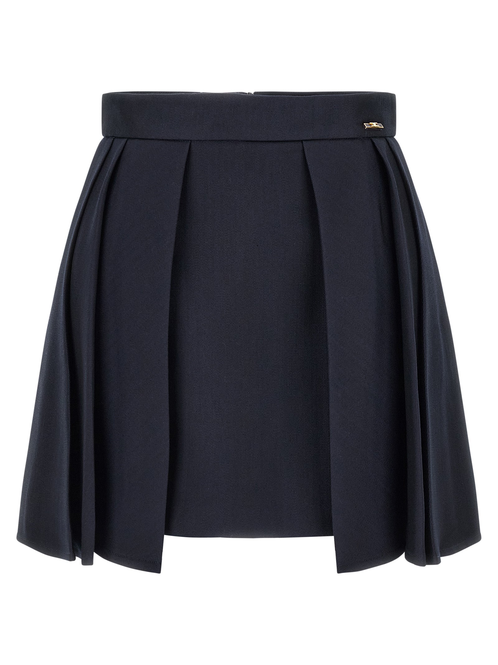 Elisabetta Franchi Blue Virgin Wool Long Skirt