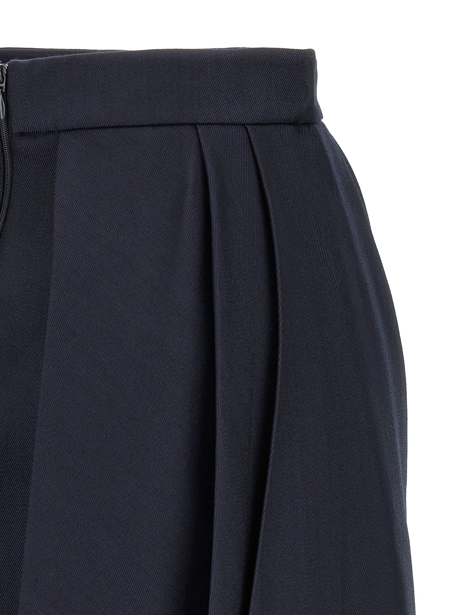 Elisabetta Franchi Blue Virgin Wool Long Skirt