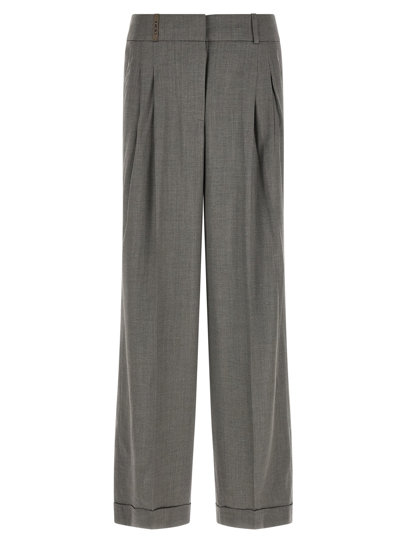 Peserico Gray Virgin Wool Casual Pants