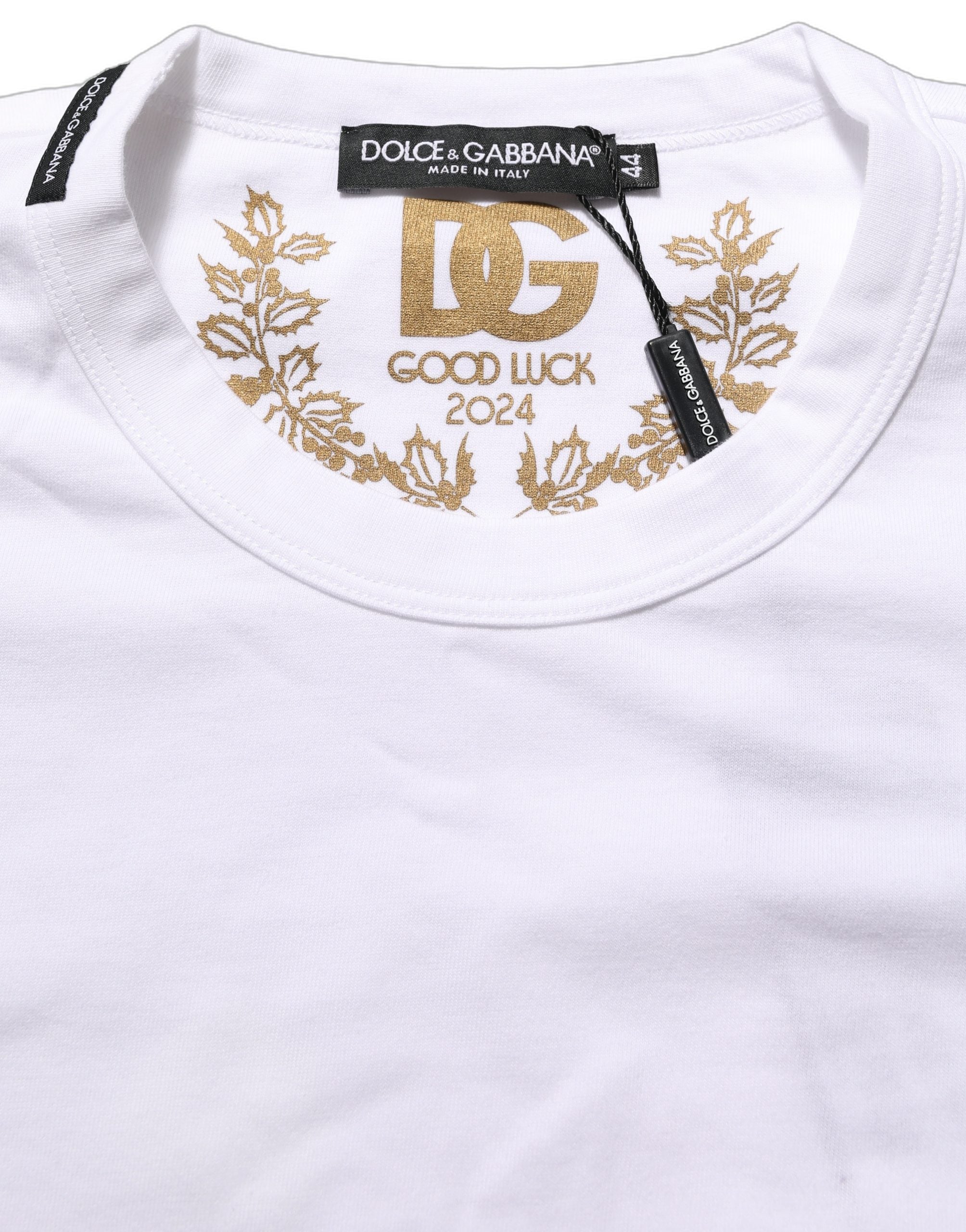 Dolce & Gabbana White Cotton Crew Neck Short Sleeves T-shirt