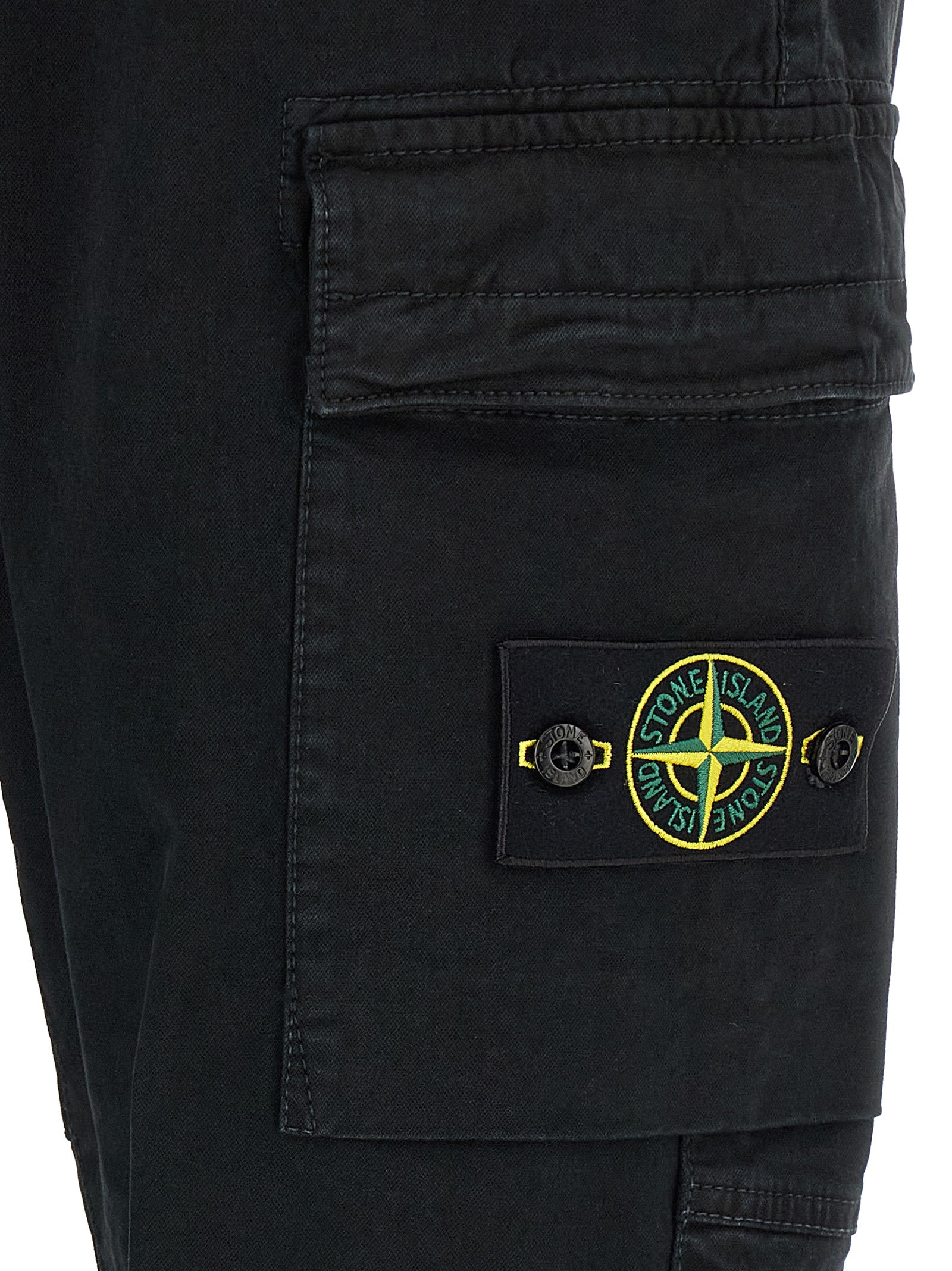 Stone Island Black Cotton Cargo Pants