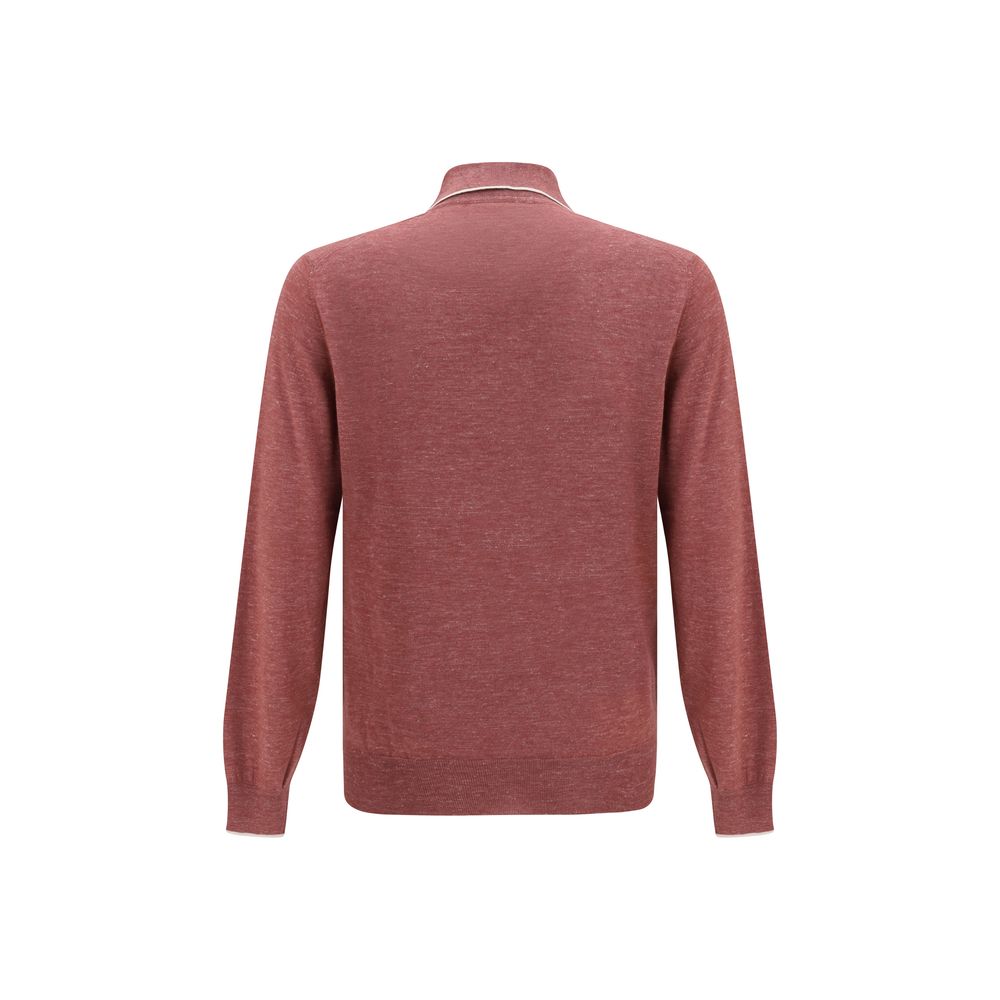 Brunello Cucinelli Bordeaux Cashmere Polo Shirt