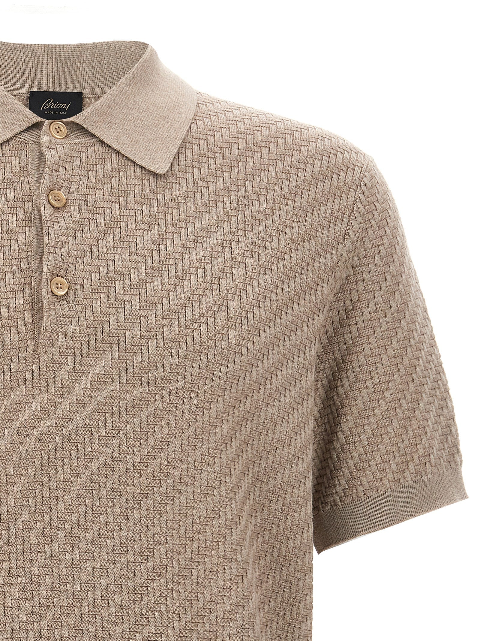 Brioni Beige Cotton Polo Shirt