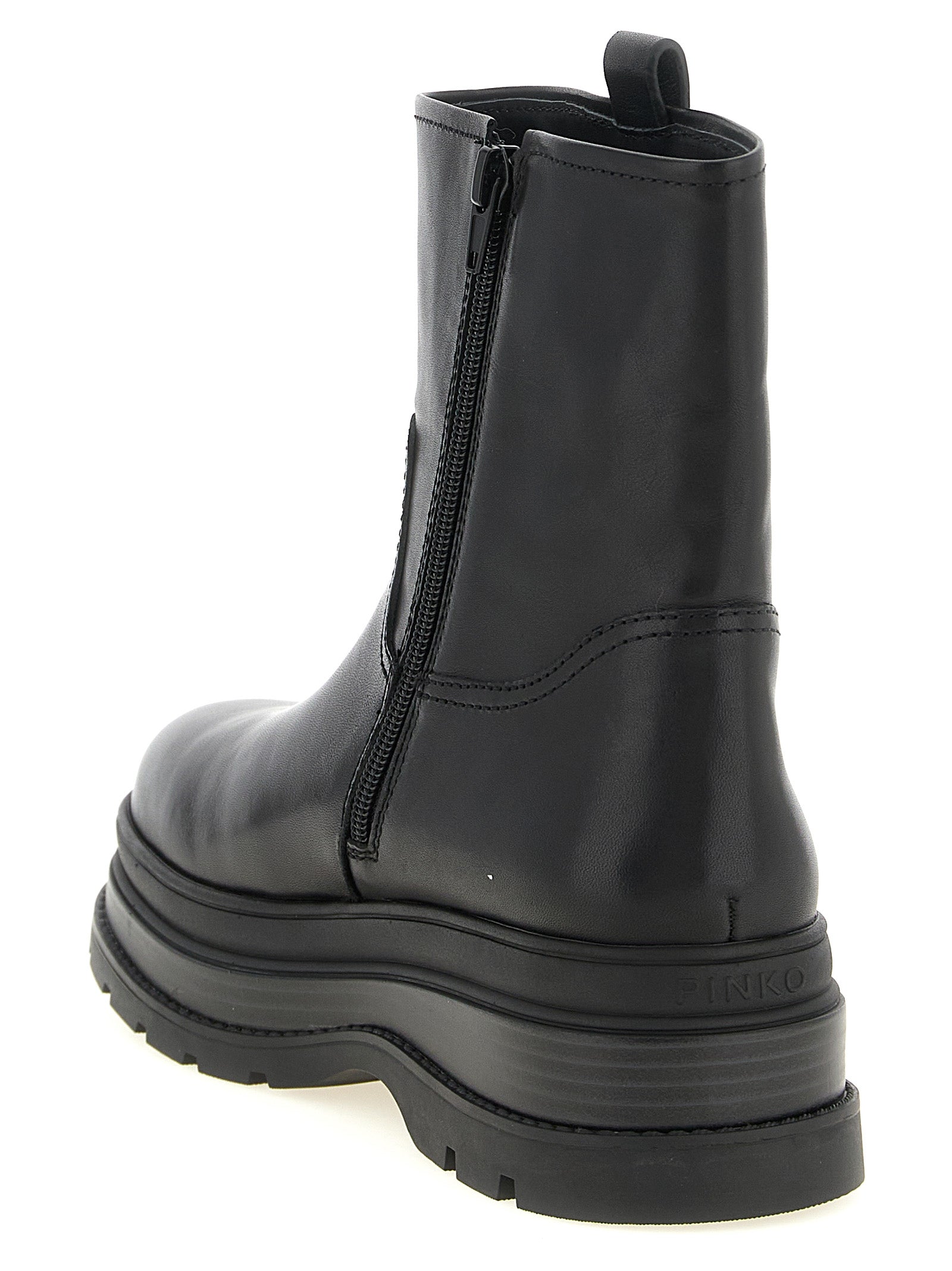 PINKO Black Cowhide Ankle Boots