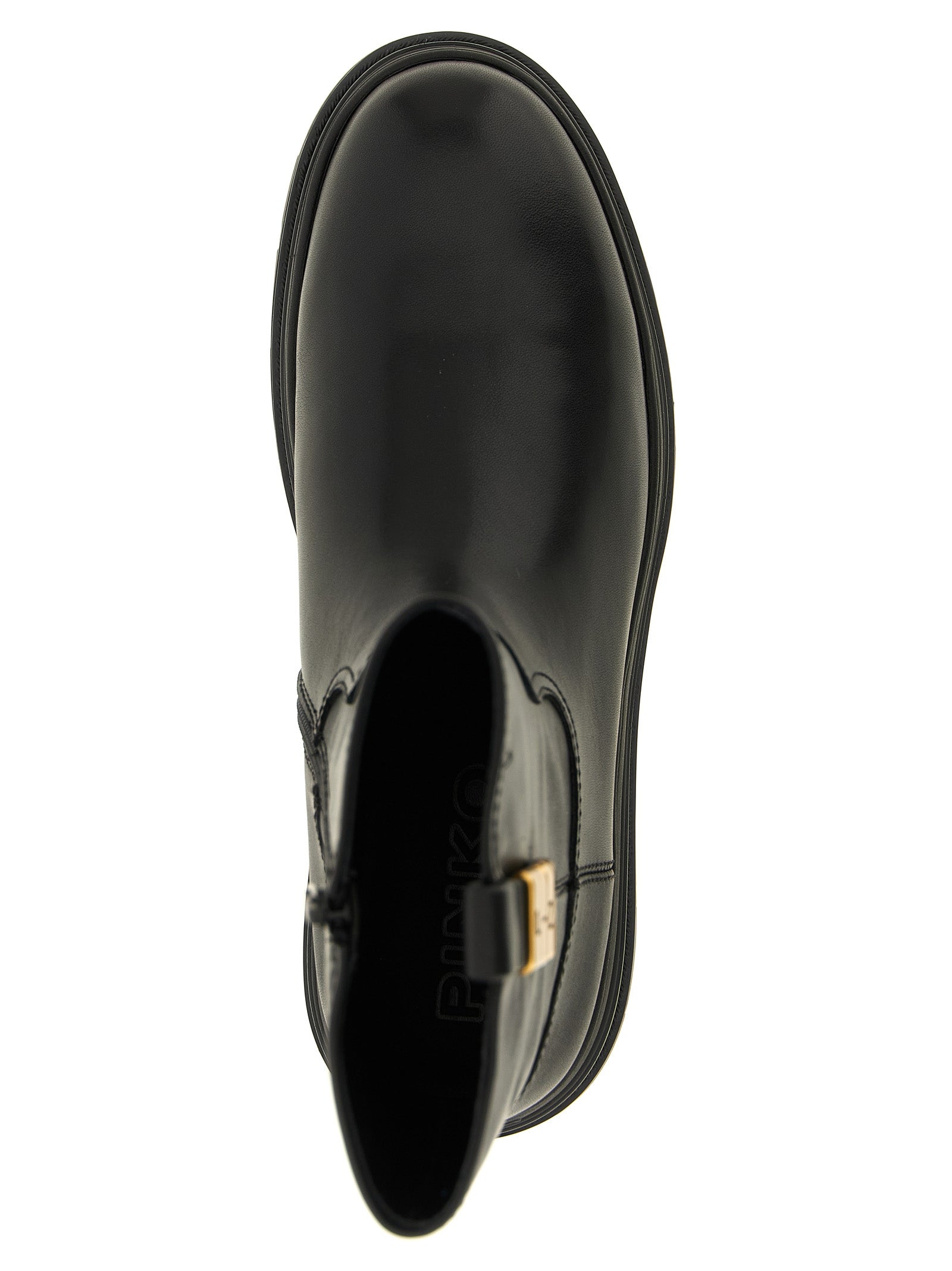 PINKO Black Cowhide Ankle Boots