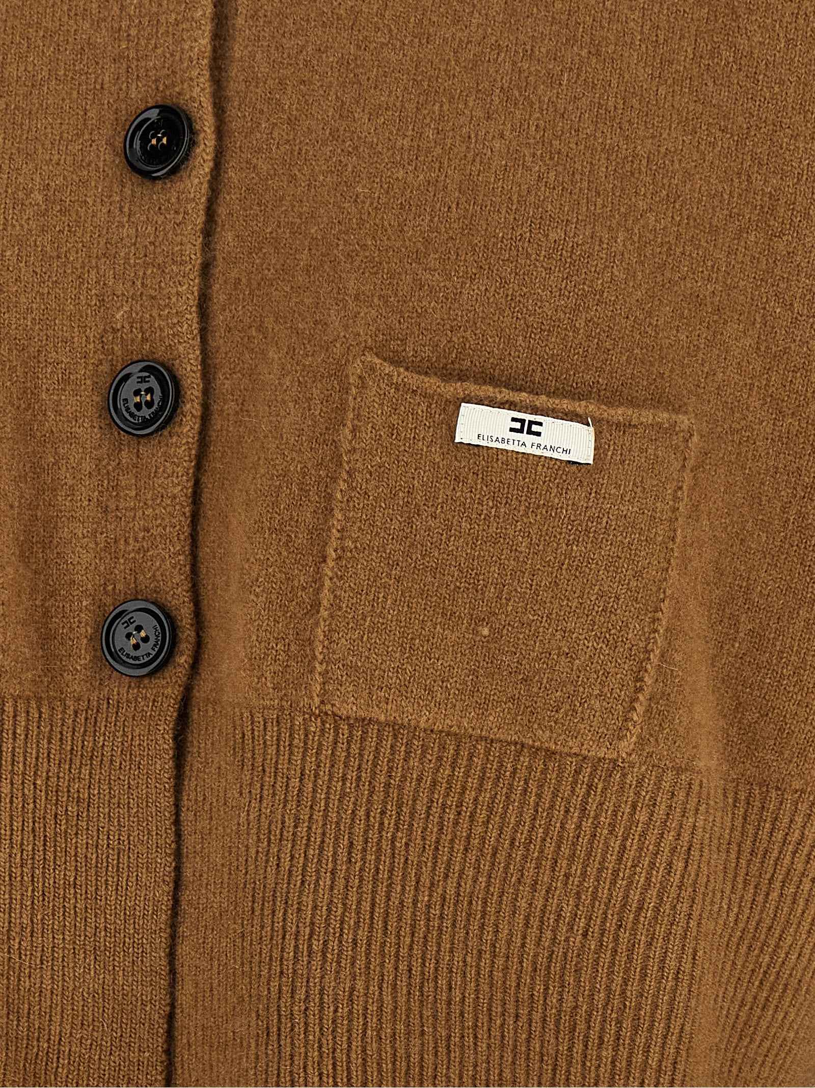 Elisabetta Franchi Brown Wool Cardigan