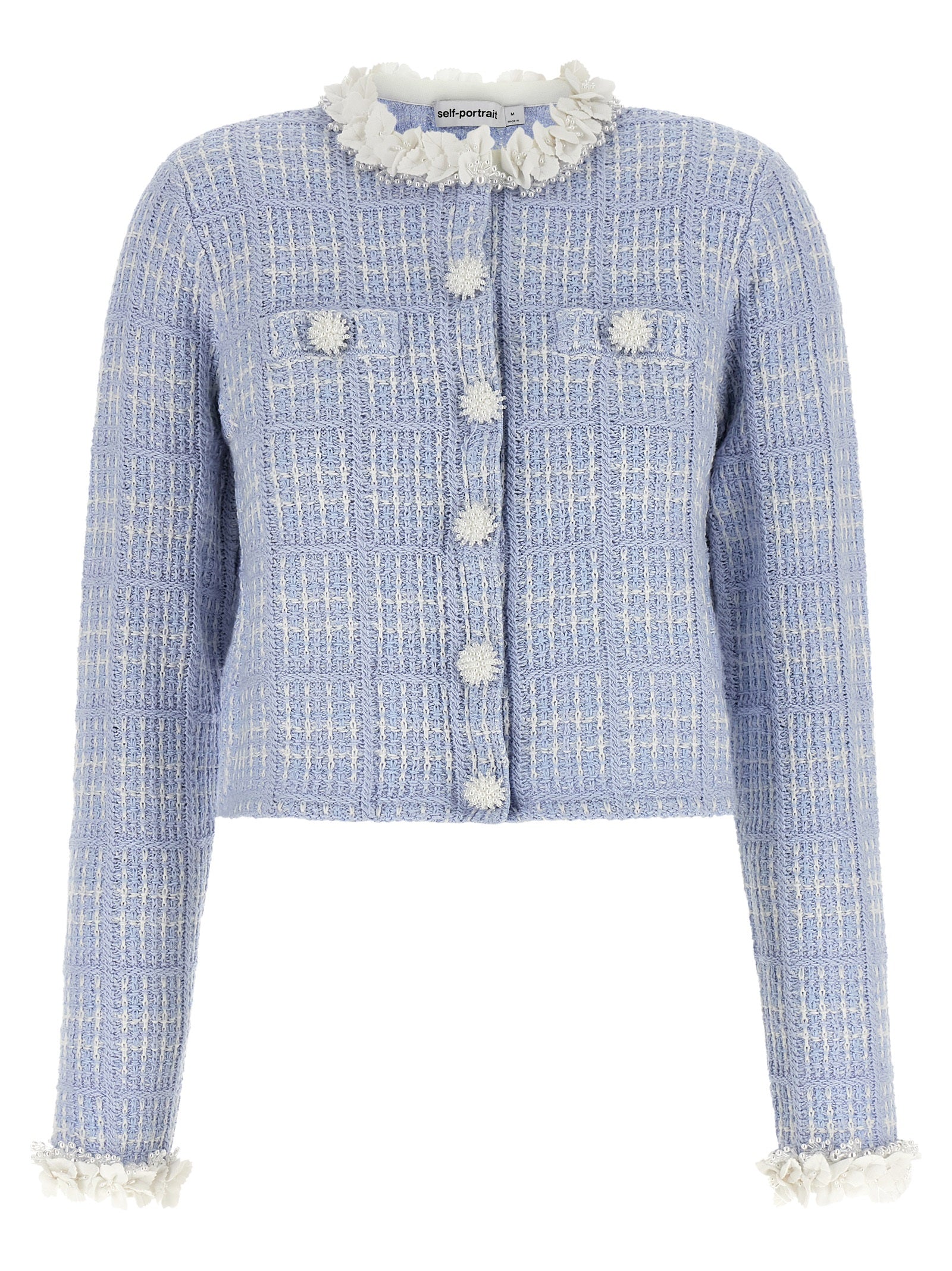 Self-Portrait Blue Cotton Full-Length Jacket