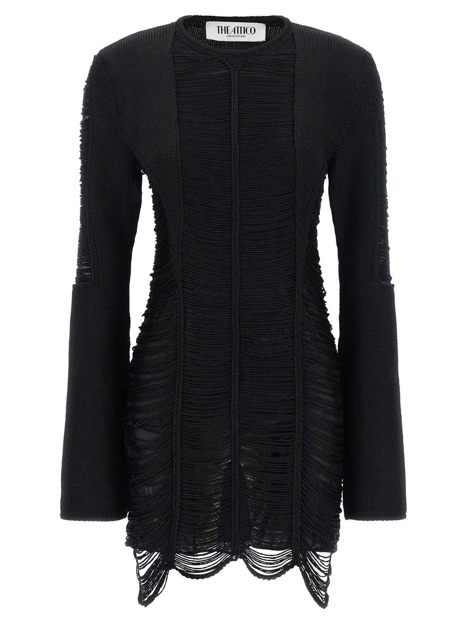 The Attico Black Viscose Short Dress