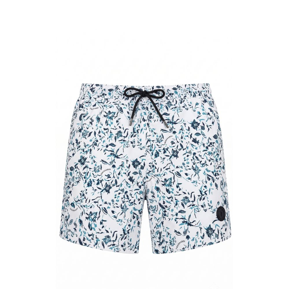 Trussardi Beachwear White Polyester Men Swim Shorts