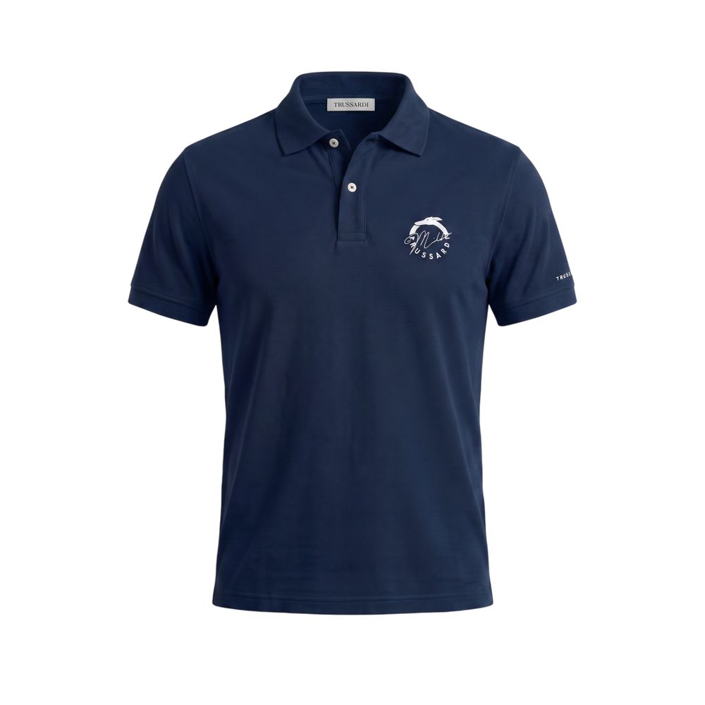 Trussardi Beachwear Blue Cotton Men's Polo Shirt